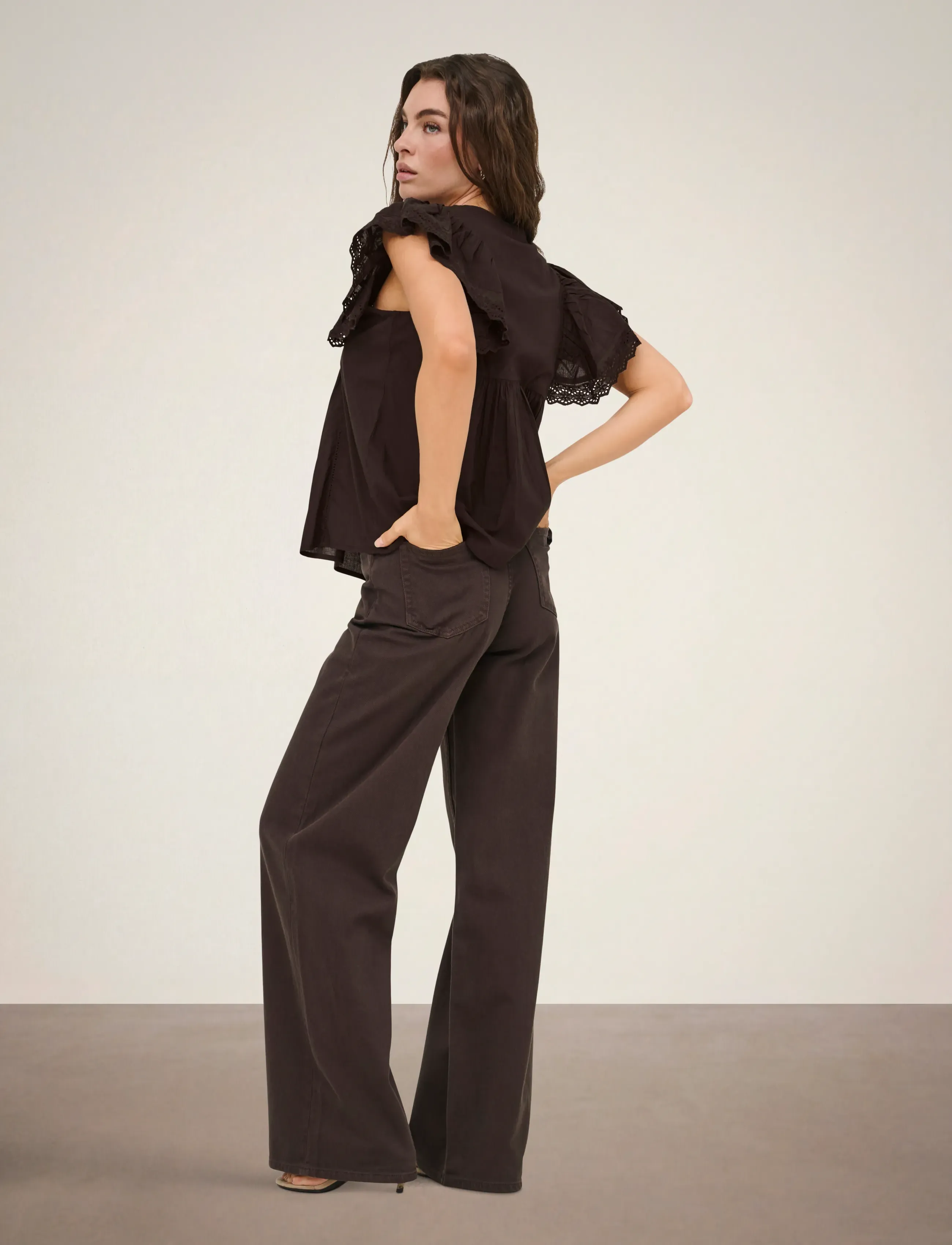 JDY - JDYSIGGA S/S TOP WVN - kortærmede bluser - chocolate torte - 3