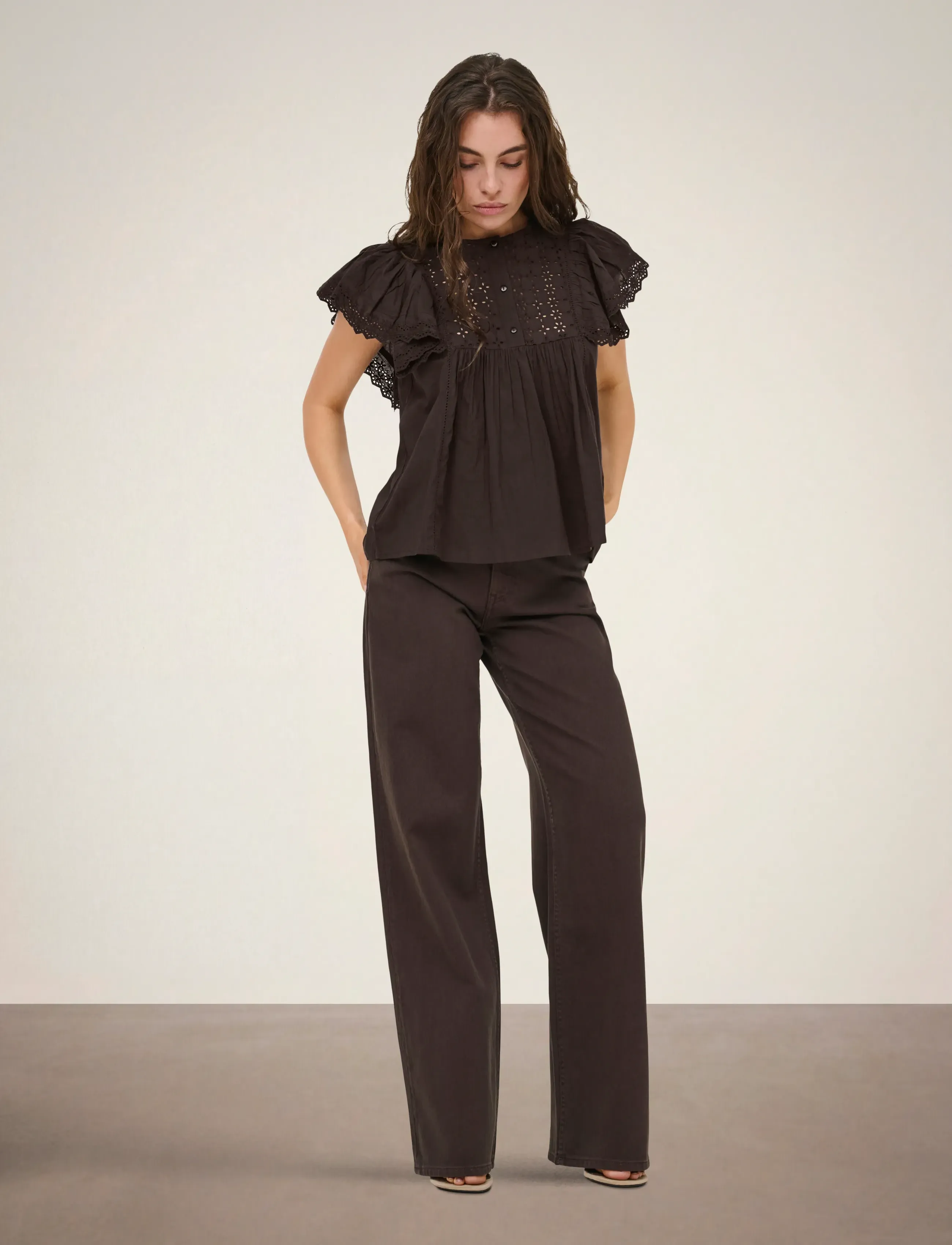 JDY - JDYSIGGA S/S TOP WVN - kortærmede bluser - chocolate torte - 4