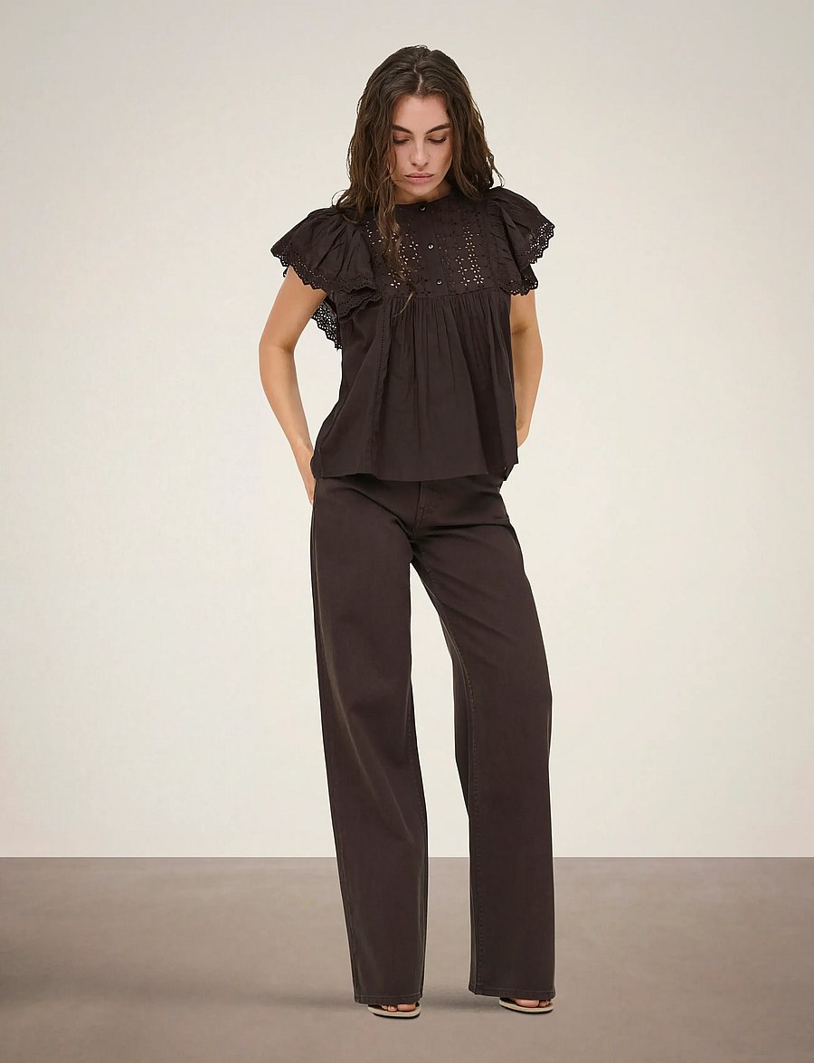 JDY - JDYSIGGA S/S TOP WVN - kortærmede bluser - chocolate torte - 4