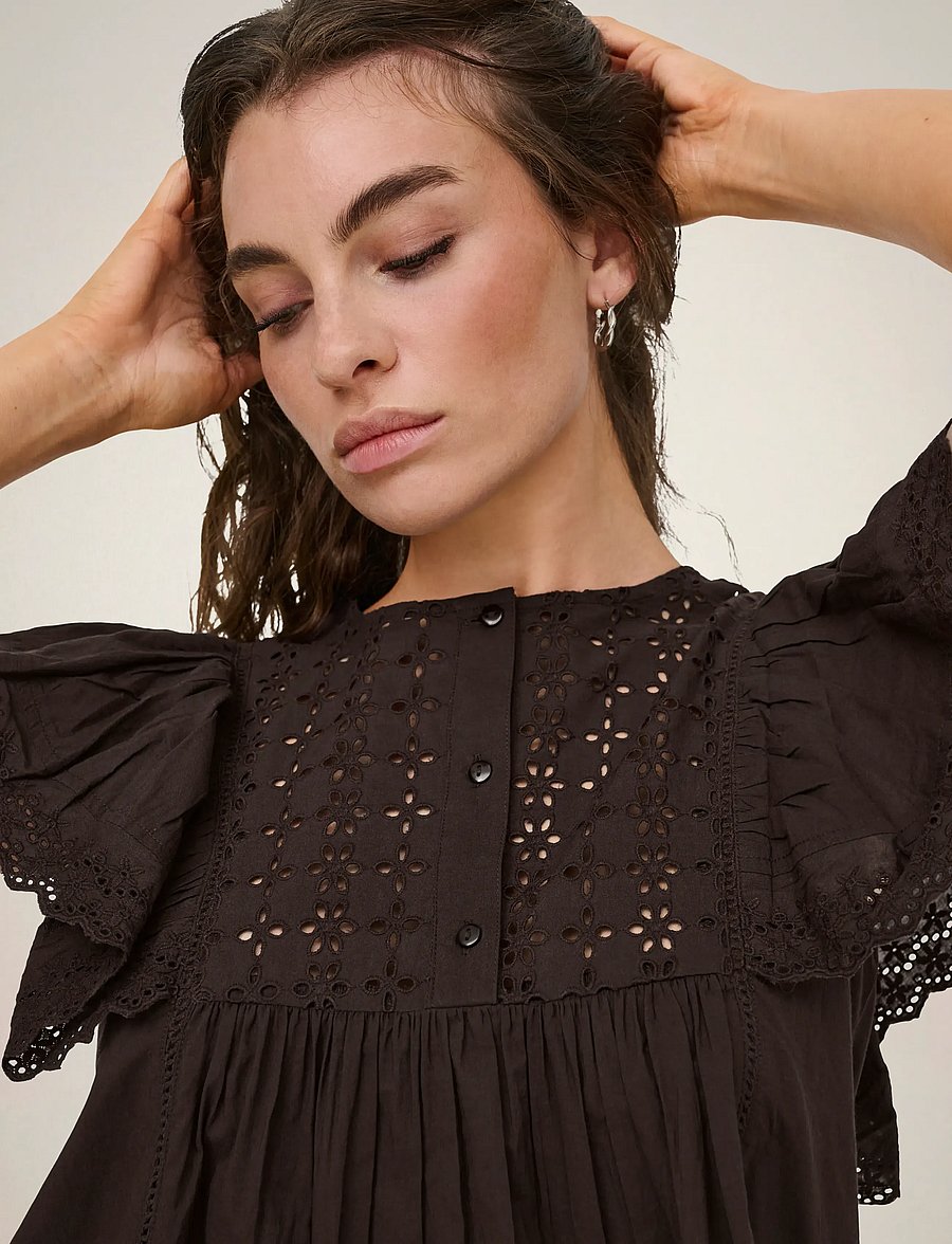 JDY - JDYSIGGA S/S TOP WVN - kortærmede bluser - chocolate torte - 5