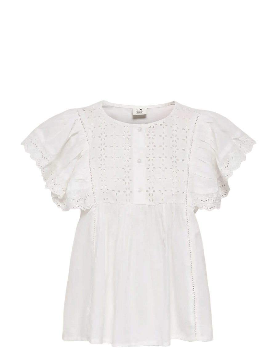 JDY - JDYSIGGA S/S TOP WVN - kurzärmelige blusen - cloud dancer - 1