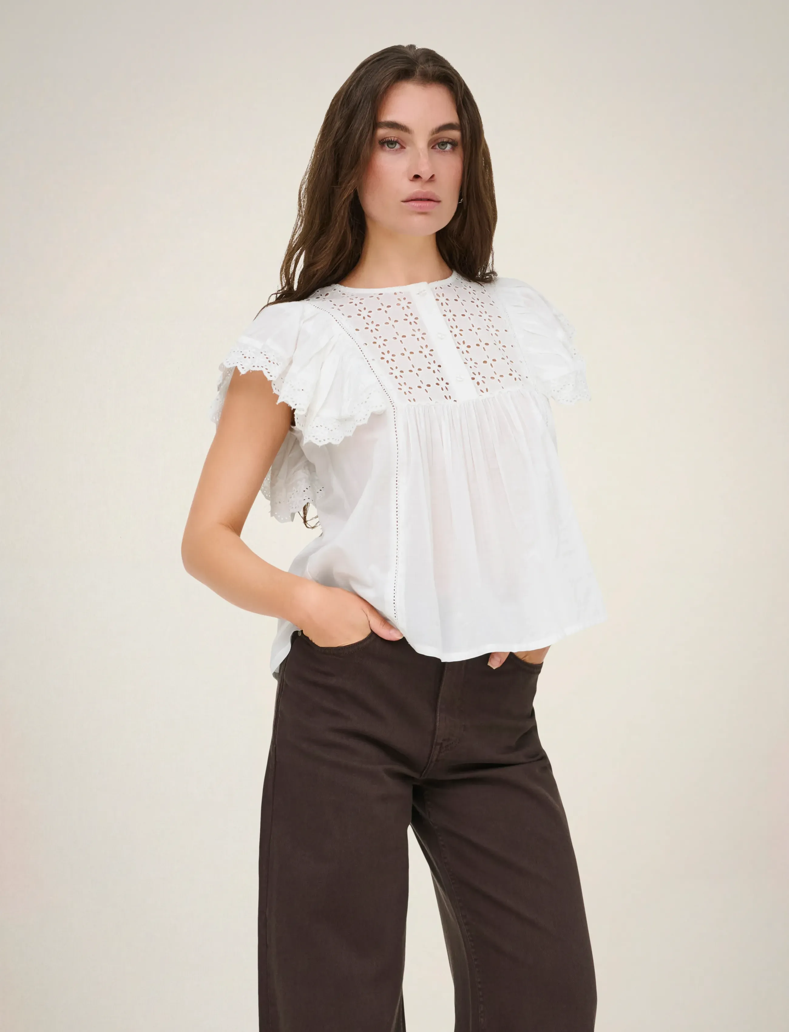 JDY sigga S/S Top Wvn, XS, Blouses, Weiß - Short-sleeved, Frauen
