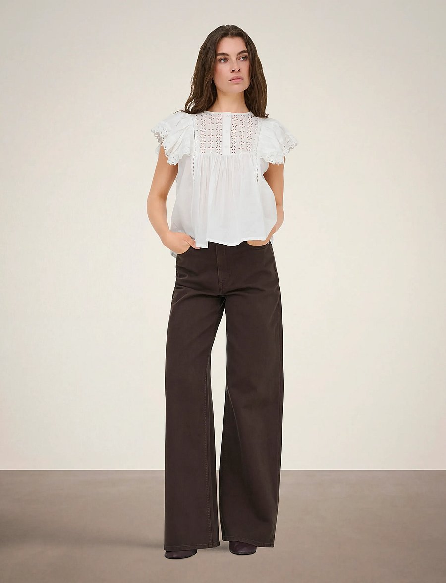 JDY - JDYSIGGA S/S TOP WVN - kurzärmelige blusen - cloud dancer - 4