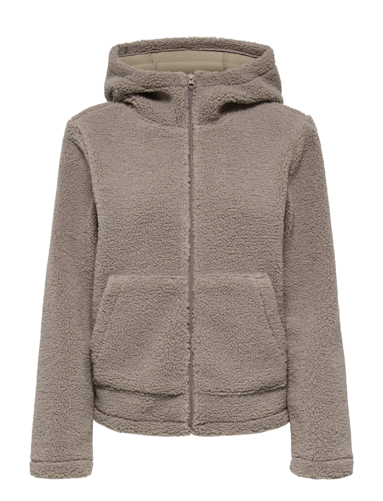 JDY JDYREBA TEDDY HOOD JACKET OTW YFM - Tøj - FUNGI / brown
