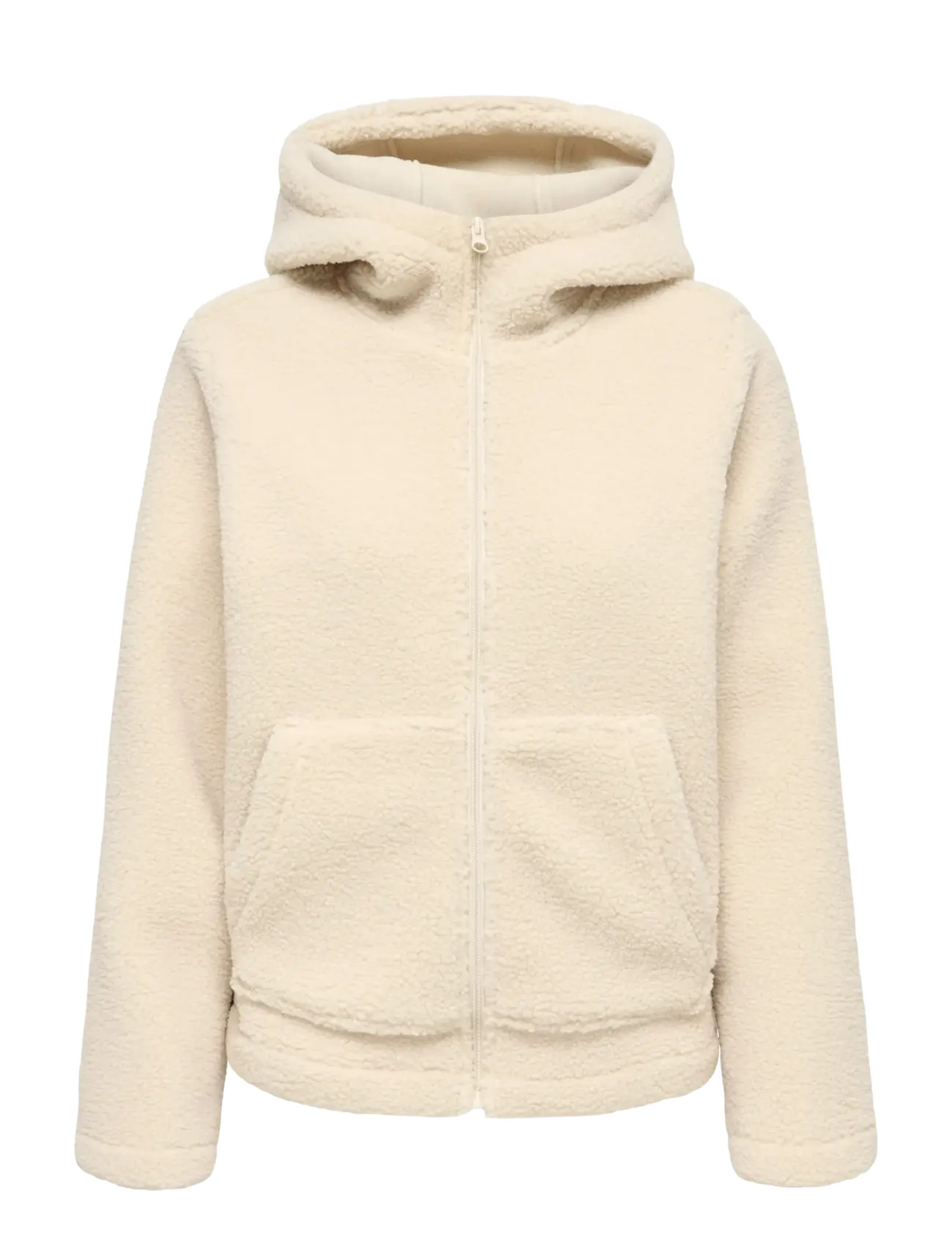 JDY JDYREBA TEDDY HOOD JACKET OTW YFM - Tøj - PUMICE STONE / cream
