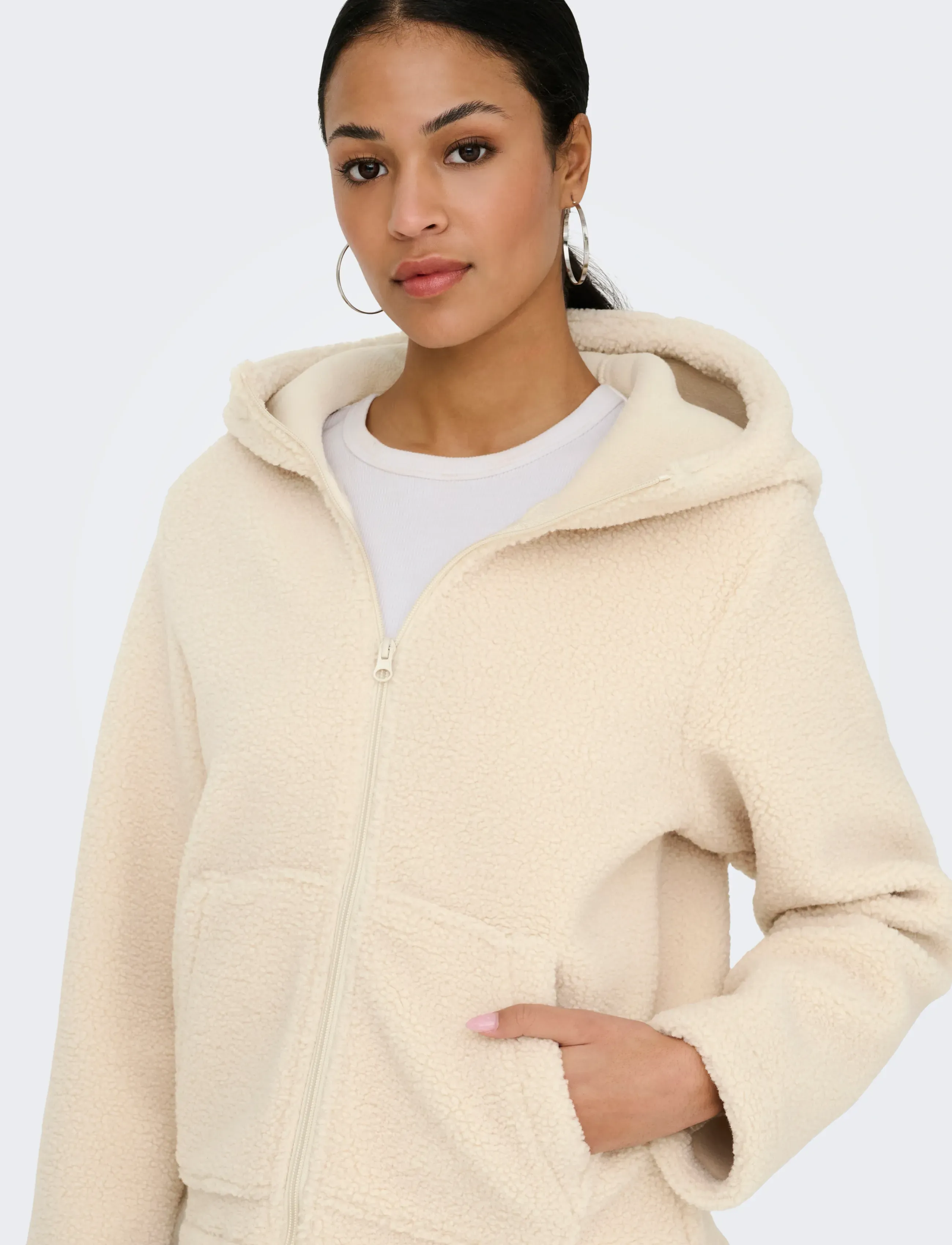 JDY - JDYREBA TEDDY HOOD JACKET OTW YFM - fleece og mellemlag - pumice stone - 4