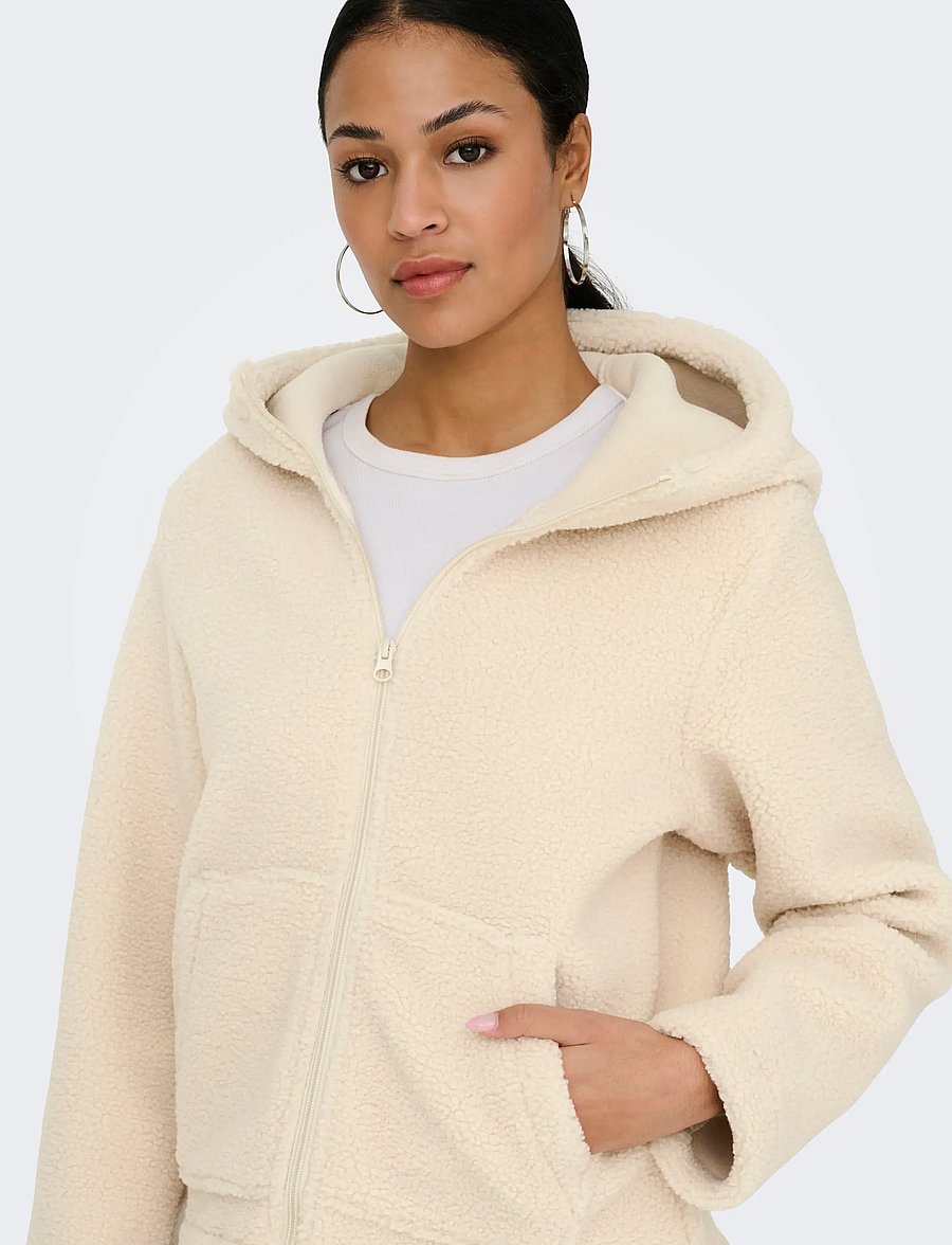 JDY - JDYREBA TEDDY HOOD JACKET OTW YFM - polaires et couches intermédiaires - pumice stone - 4