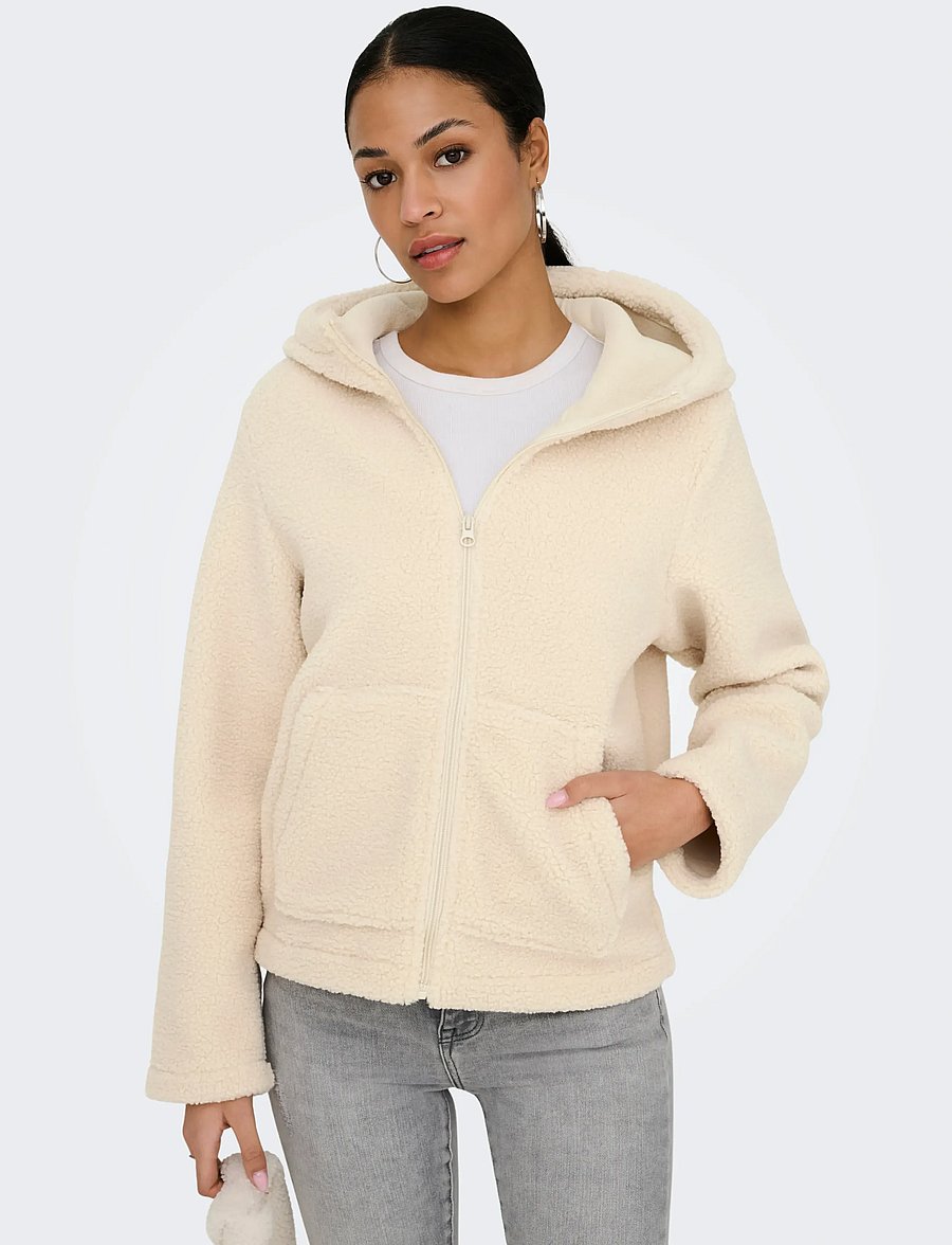 JDY - JDYREBA TEDDY HOOD JACKET OTW YFM - polaires et couches intermédiaires - pumice stone - 5