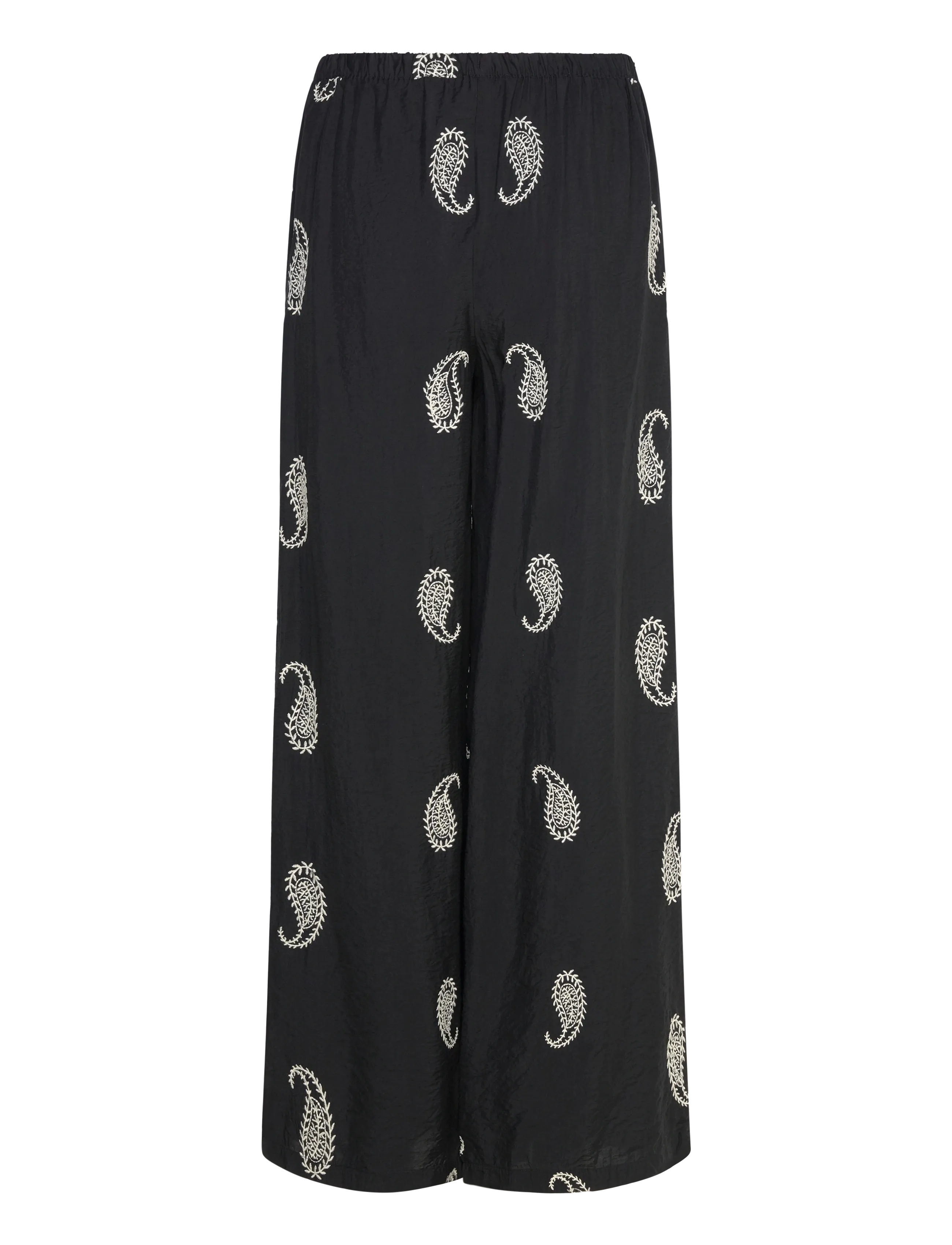 JDY - JDYTHEA HW PALAZZO EMB. PANT WVN - hosen mit weitem bein - black - 1