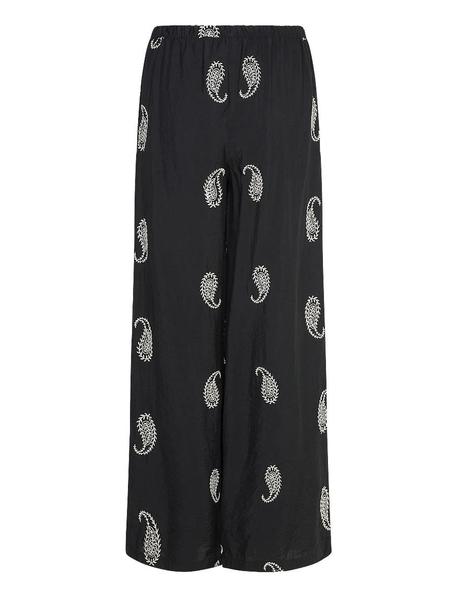 JDY - JDYTHEA HW PALAZZO EMB. PANT WVN - hosen mit weitem bein - black - 1