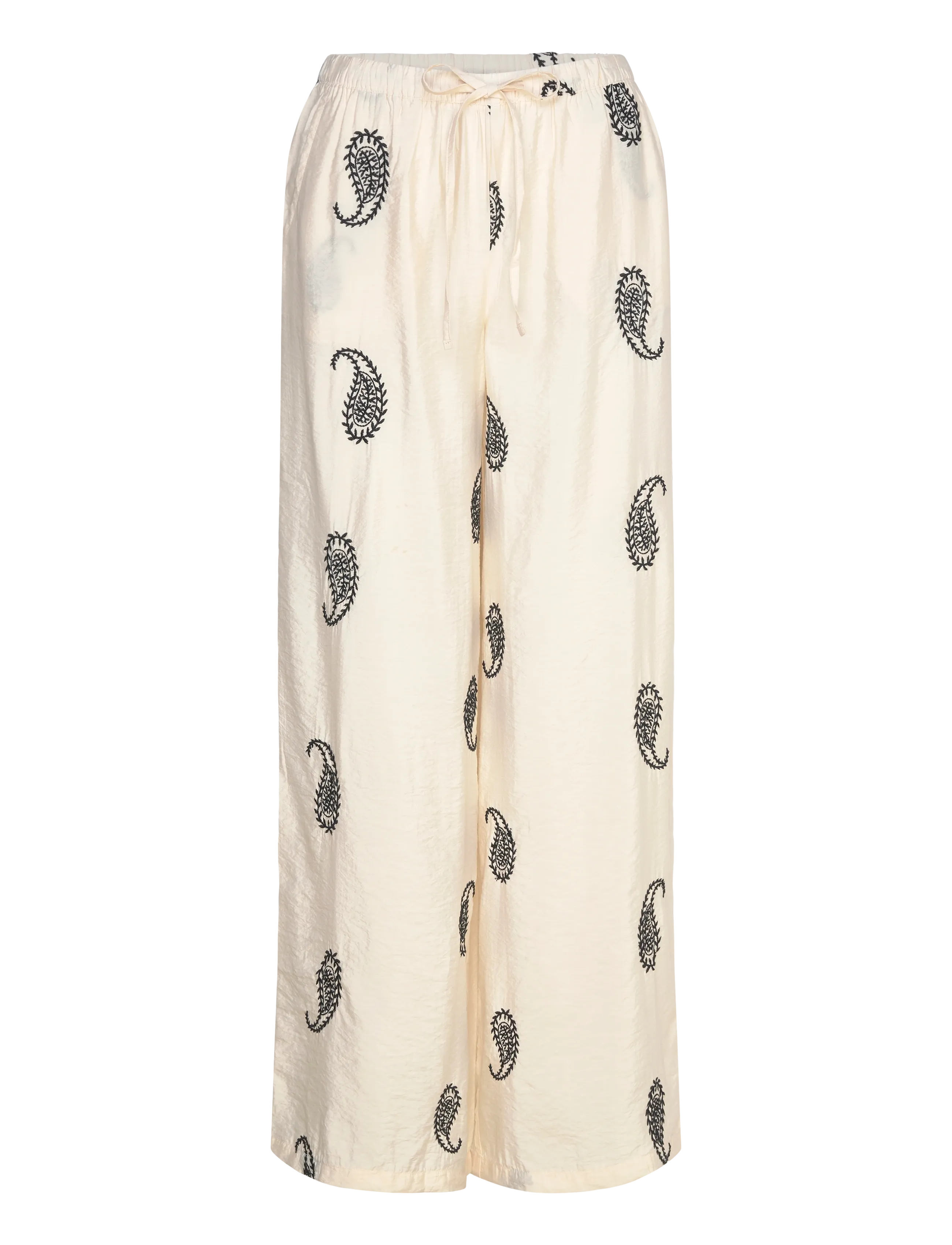 JDY JDYTHEA HW PALAZZO EMB. PANT WVN - Pantalons larges - ECRU / cream