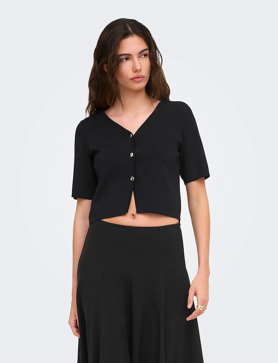 JDY - JDYASTRA 3/4 V-NECK BUTTON CARDIGAN KNT - black - 0