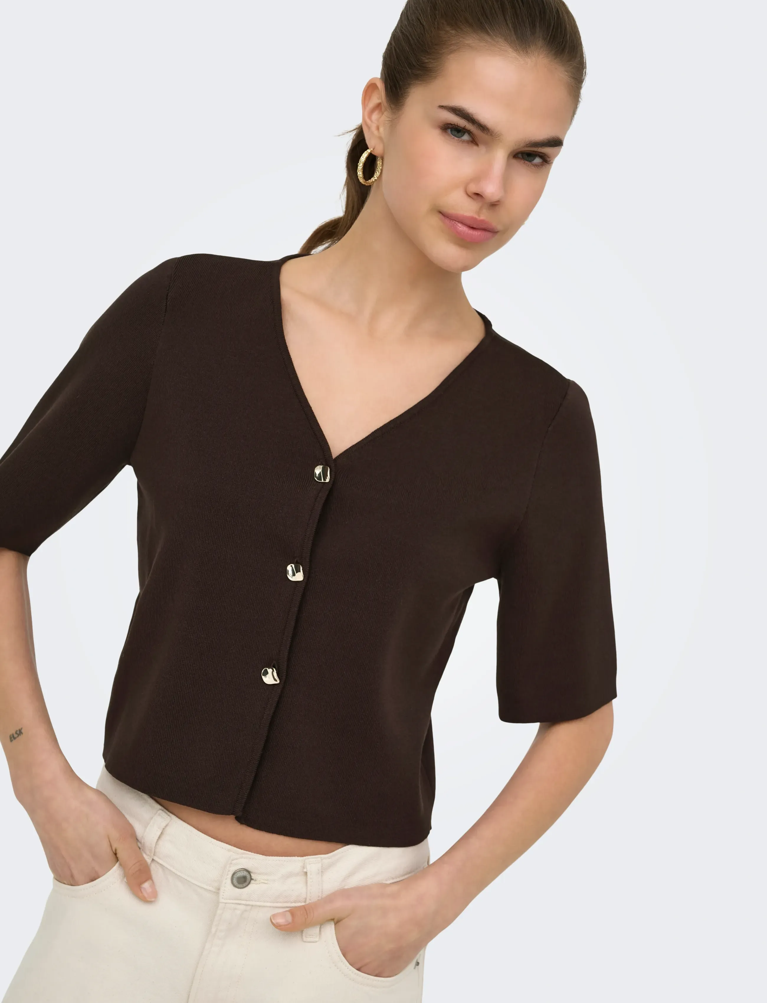Jdyastra 3/4 V-Neck Button Cardigan Knt 6