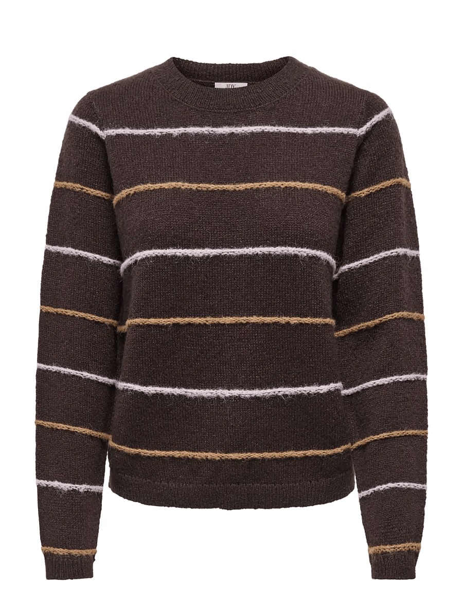 JDY - JDYSIGRID LIFE L/S ON STRUC PULLOVER KNT - striktrøjer - coffee bean - 1