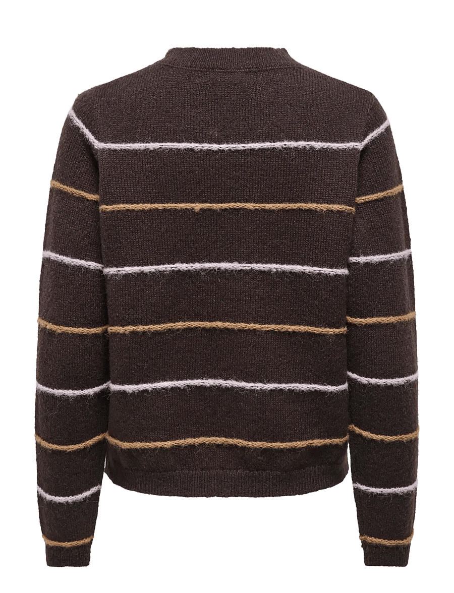 JDY - JDYSIGRID LIFE L/S ON STRUC PULLOVER KNT - striktrøjer - coffee bean - 2