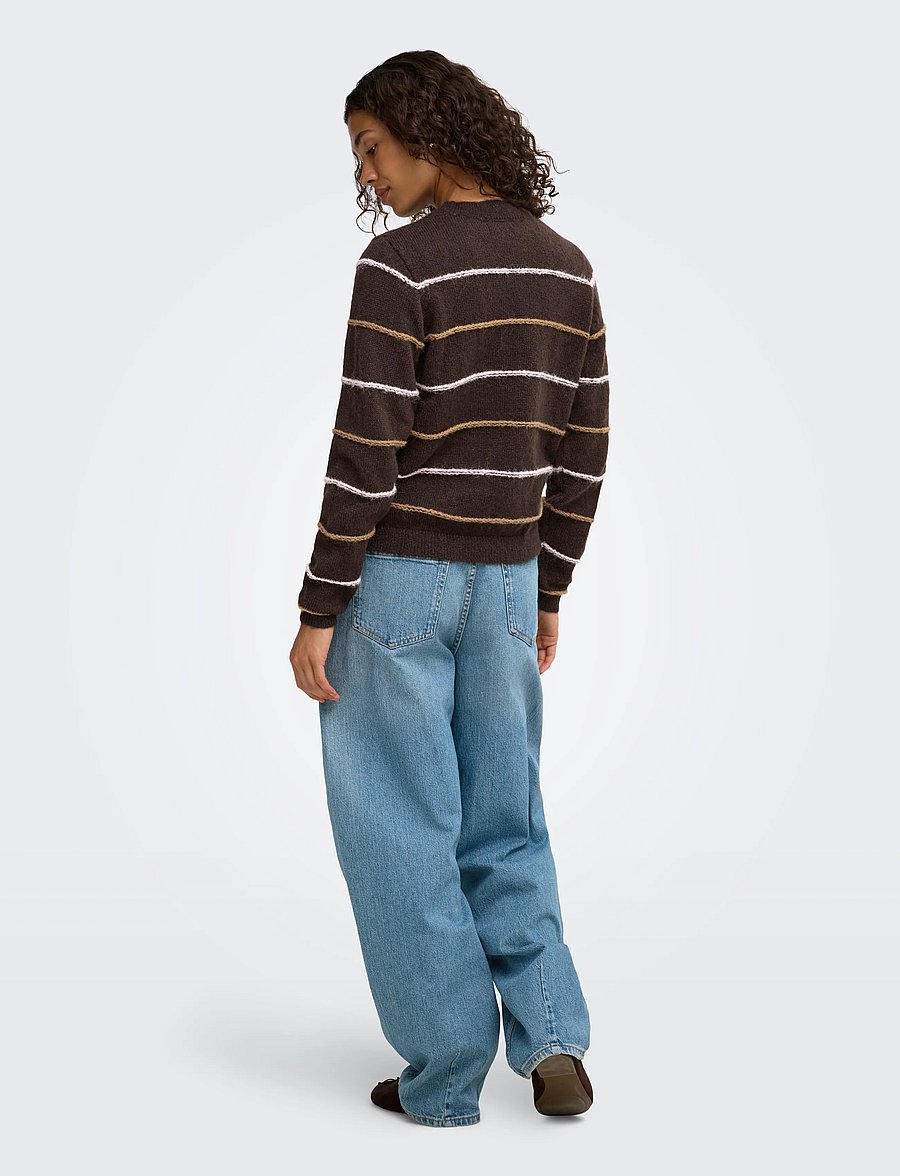 JDY - JDYSIGRID LIFE L/S ON STRUC PULLOVER KNT - striktrøjer - coffee bean - 3