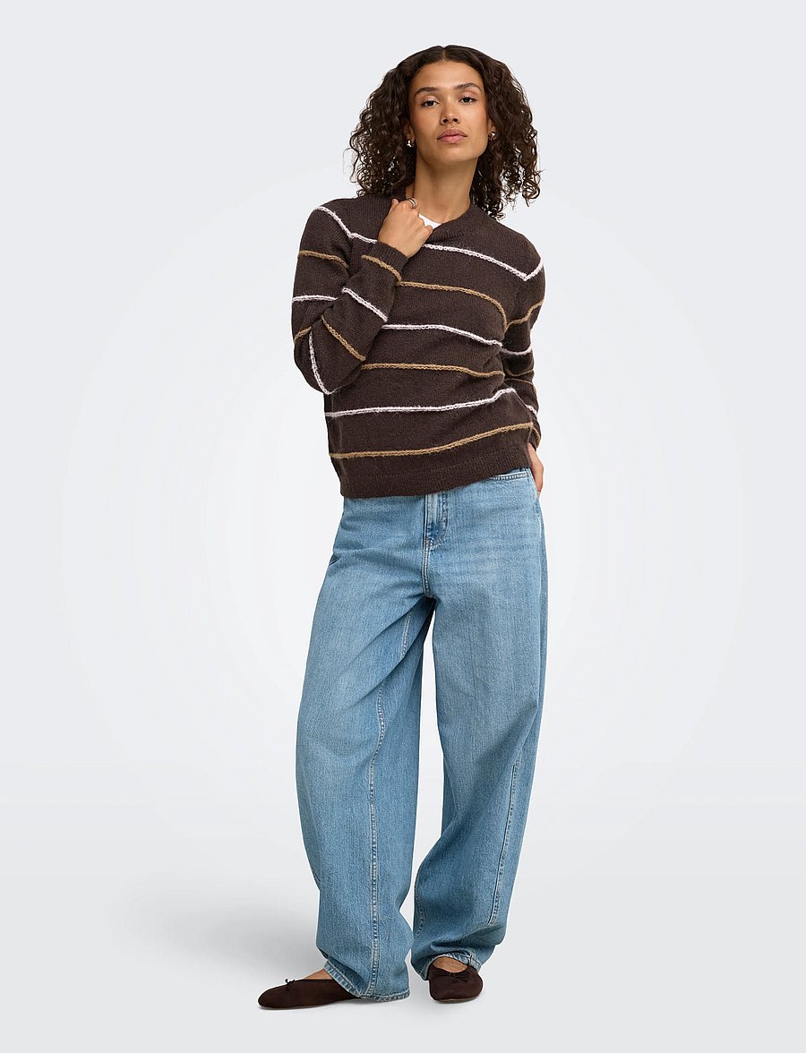 JDY - JDYSIGRID LIFE L/S ON STRUC PULLOVER KNT - striktrøjer - coffee bean - 4