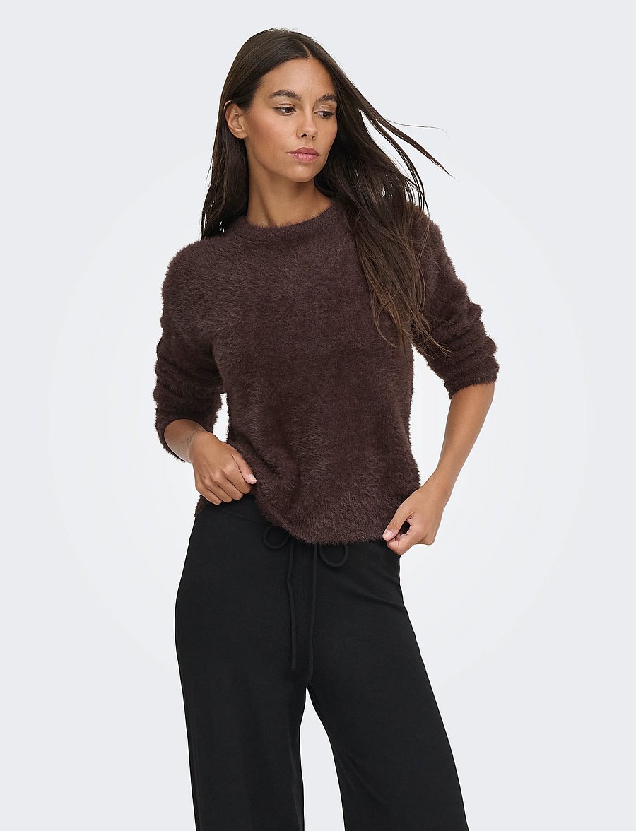 JDY - JDYPRIME JAYLA L/S ON PULLOVER KNT NOOS - striktrøjer - coffee bean - 0