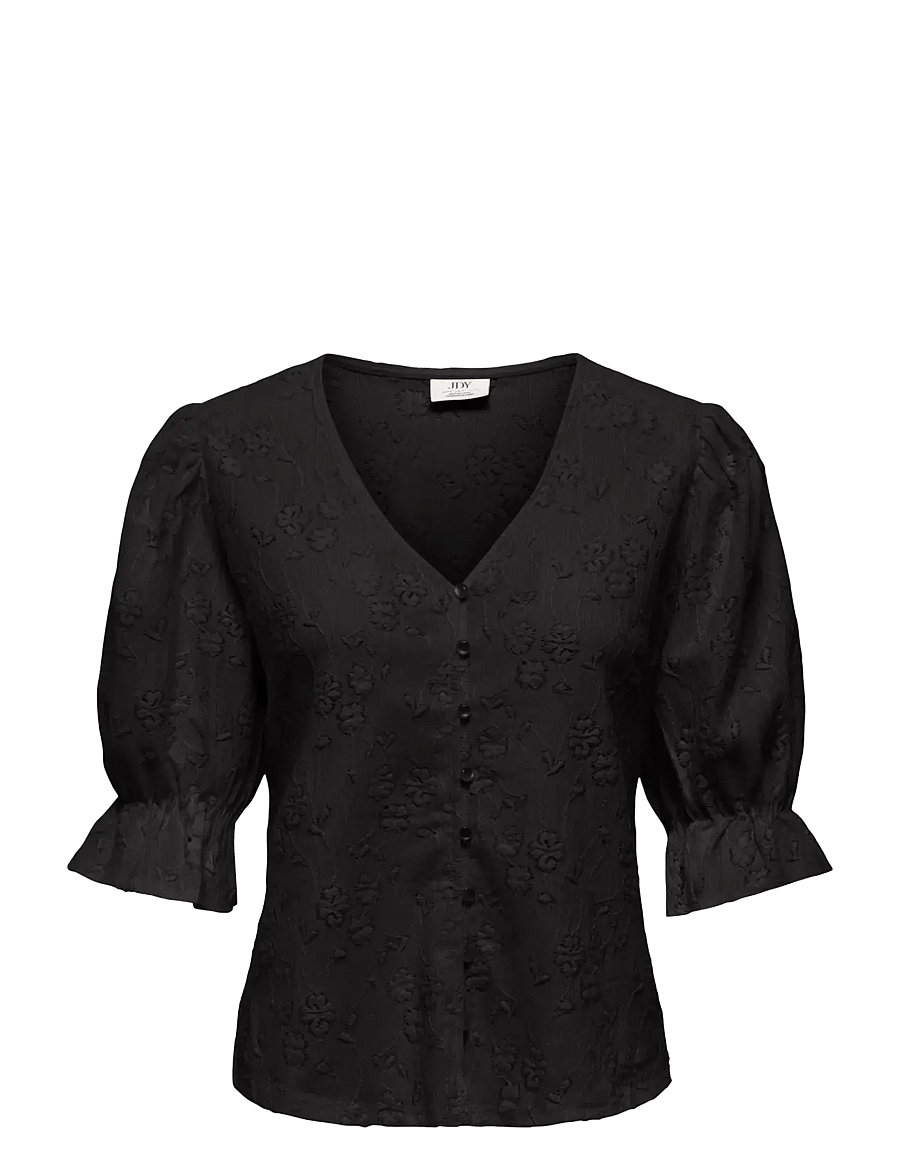 JDY - JDYJAKOBE 2/4 LACE TOP JRS - t-shirts - black - 0