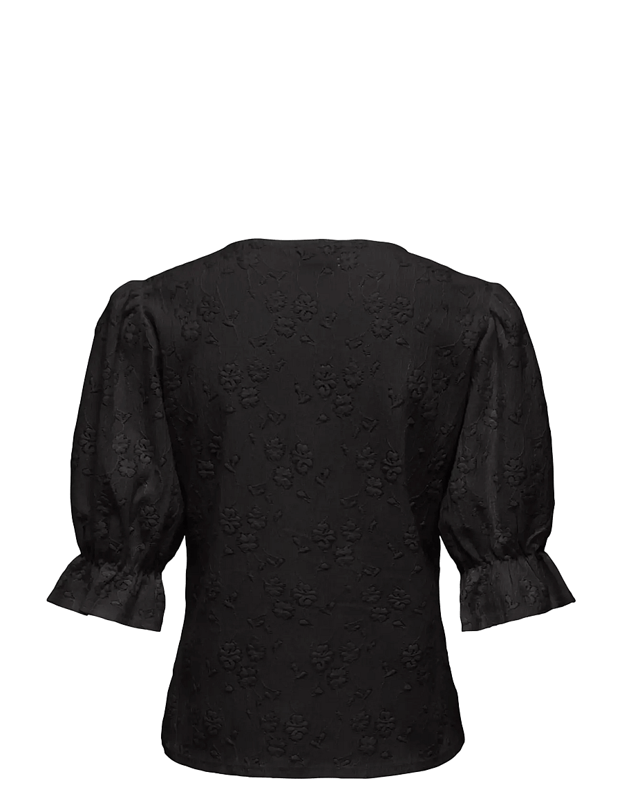 JDY - JDYJAKOBE 2/4 LACE TOP JRS - t-shirts - black - 1