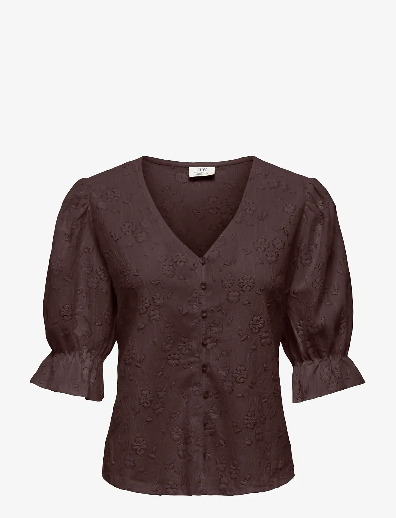 JDY - JDYJAKOBE 2/4 LACE TOP JRS - t-shirts - coffee bean - 1