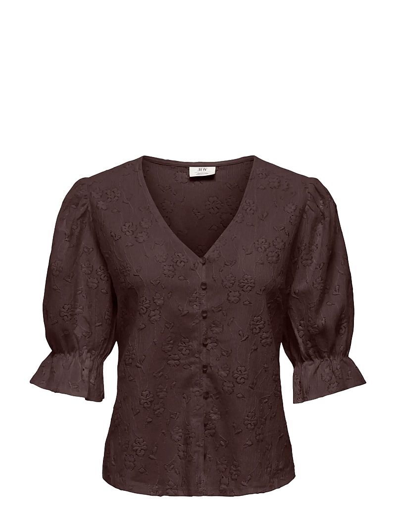 JDY - JDYJAKOBE 2/4 LACE TOP JRS - t-shirts - coffee bean - 1
