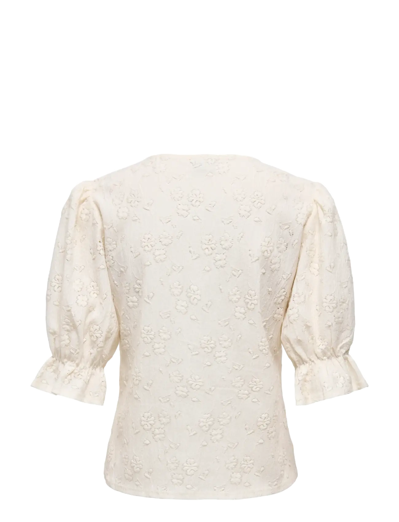 JDY - JDYJAKOBE 2/4 LACE TOP JRS - t-shirts - egret - 2