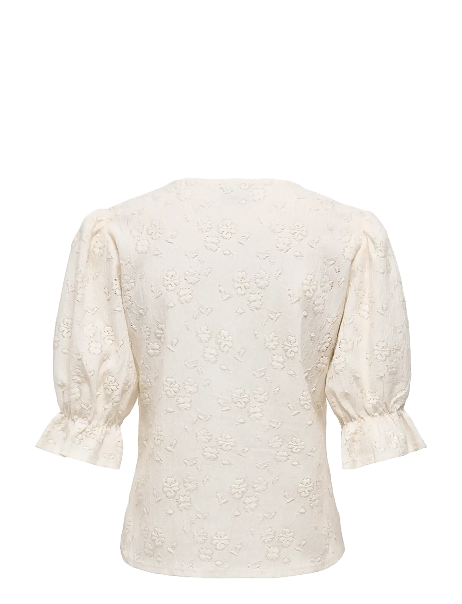 JDY - JDYJAKOBE 2/4 LACE TOP JRS - t-shirts - egret - 2