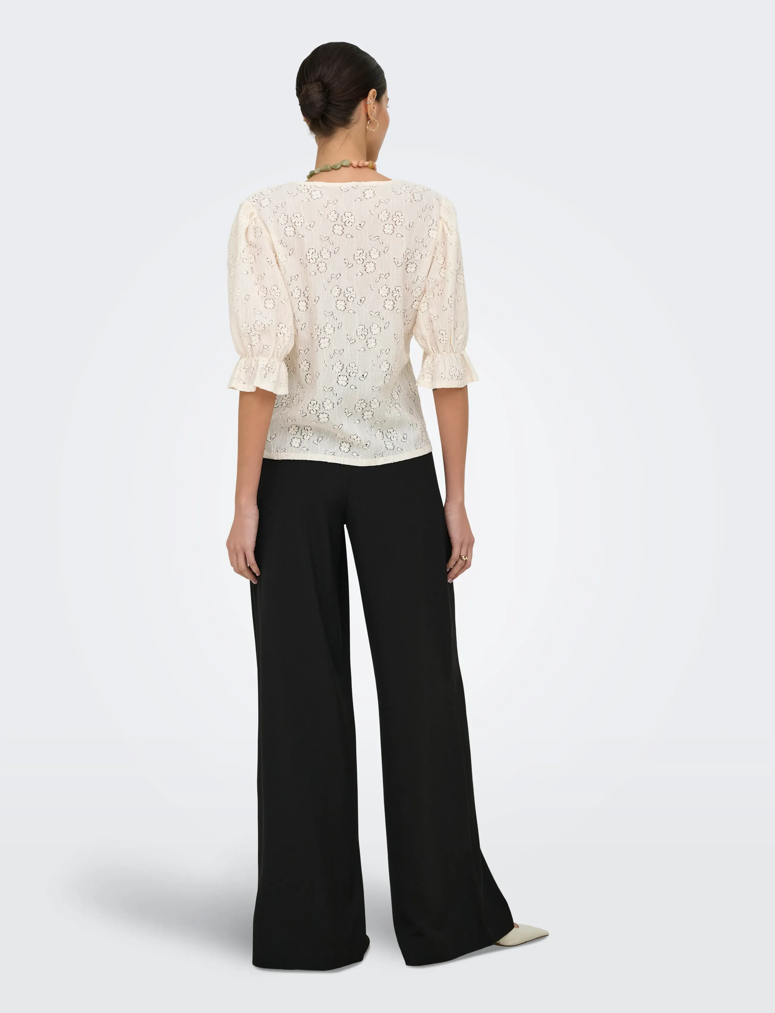 JDY - JDYJAKOBE 2/4 LACE TOP JRS - t-shirts - egret - 3