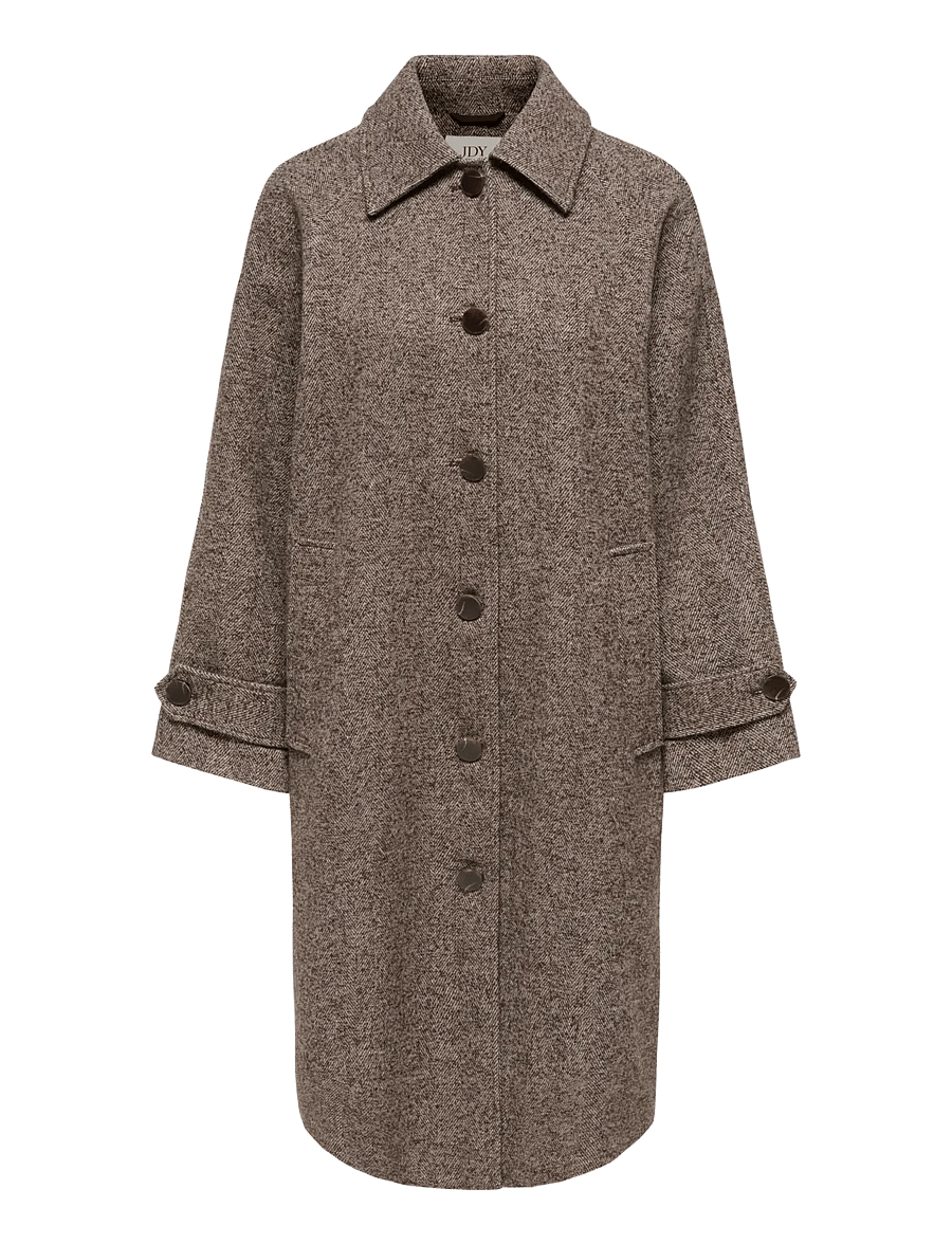JDY - JDYVINGA HERRINGBONE LONG COAT OTW YFM - mäntel - chocolate torte - 1