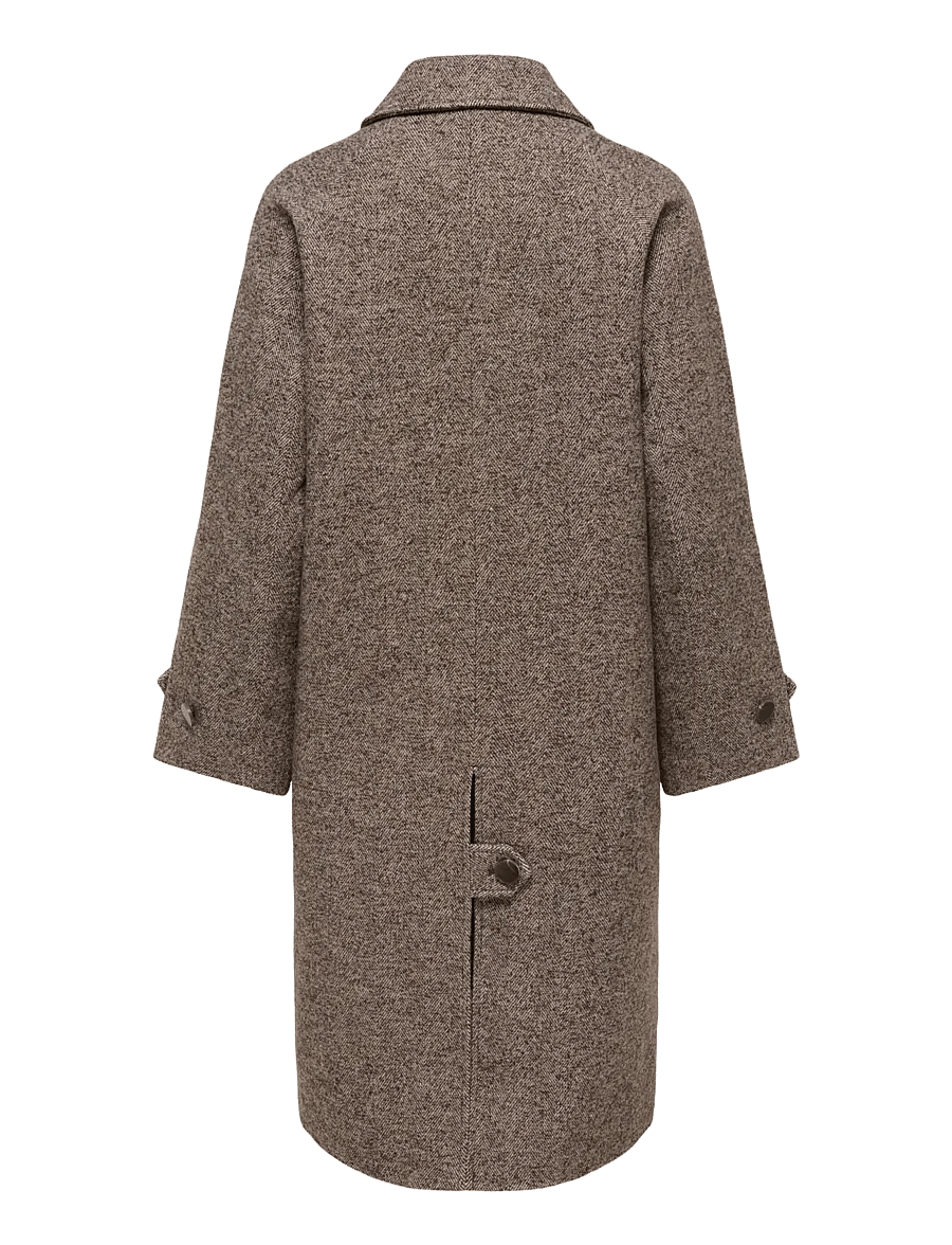JDY - JDYVINGA HERRINGBONE LONG COAT OTW YFM - mäntel - chocolate torte - 2