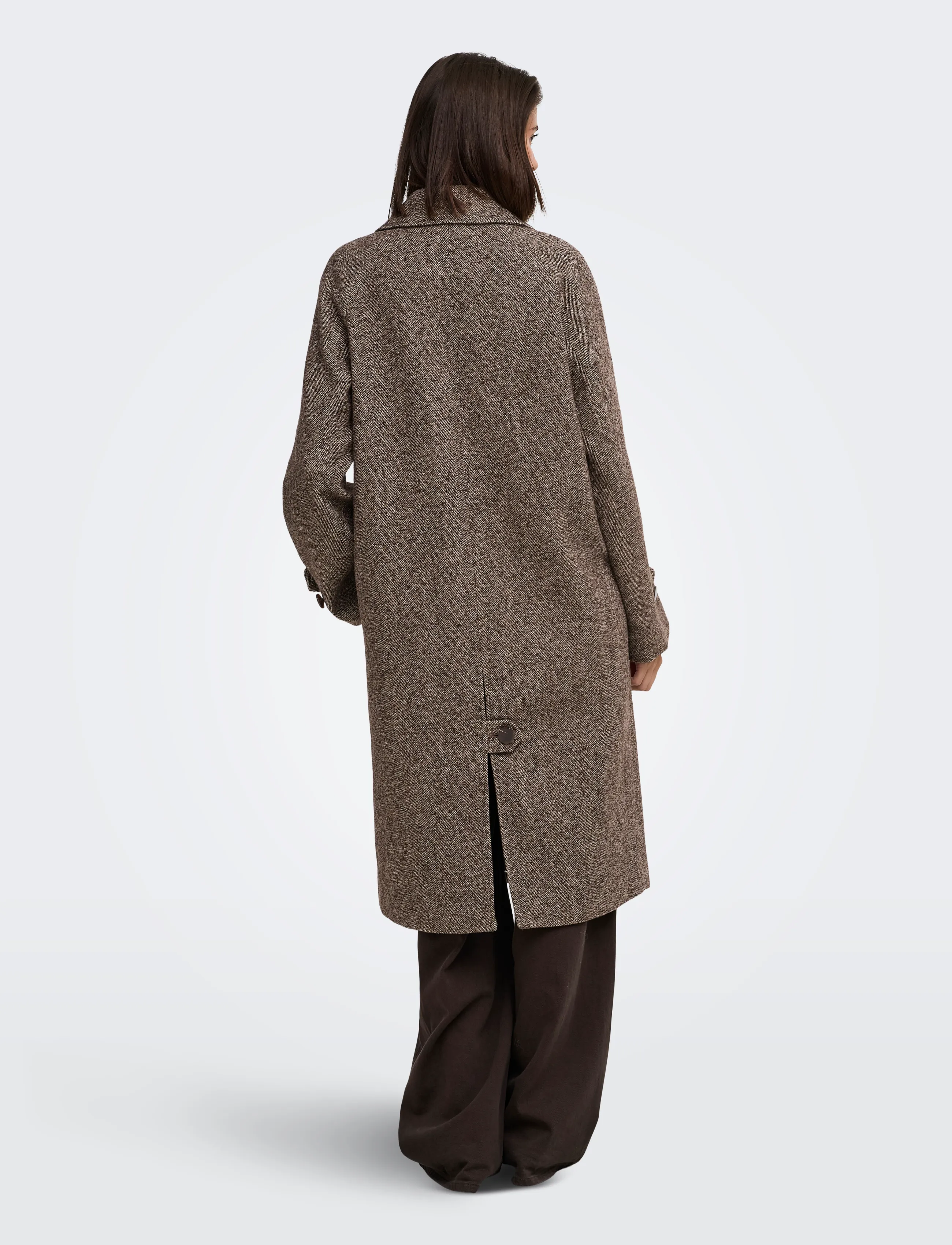 JDY - JDYVINGA HERRINGBONE LONG COAT OTW YFM - mäntel - chocolate torte - 3