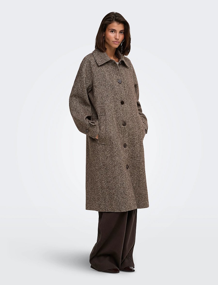 JDY - JDYVINGA HERRINGBONE LONG COAT OTW YFM - mäntel - chocolate torte - 4