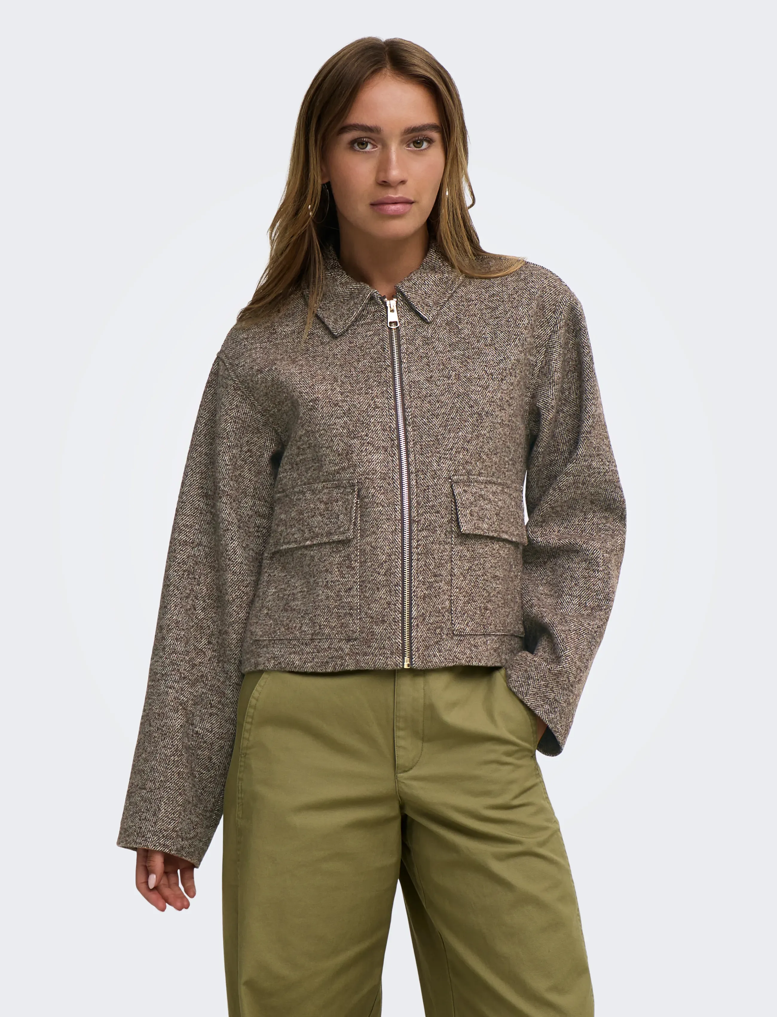 JDY JDYVINGA HERRINGBONE JACKET OTW NOOS - Jakker & Frakker - CHOCOLATE TORTE / brown
