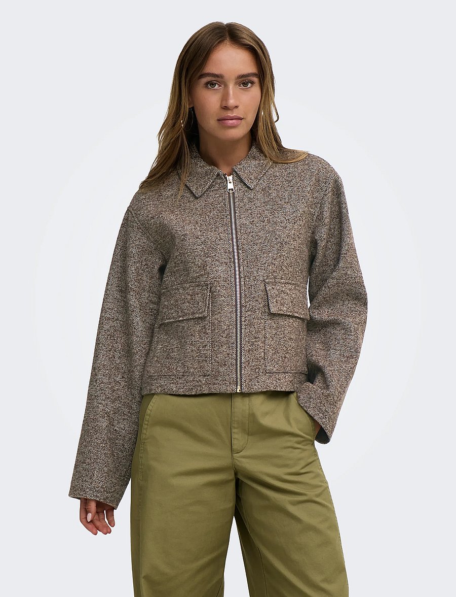 JDY - JDYVINGA HERRINGBONE JACKET OTW NOOS - chocolate torte - 0