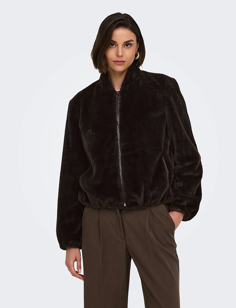JDY - JDYMACY FAUX FUR BALLOON JACKET OTW NOOS - kunstkarusnahk - chocolate torte - 0