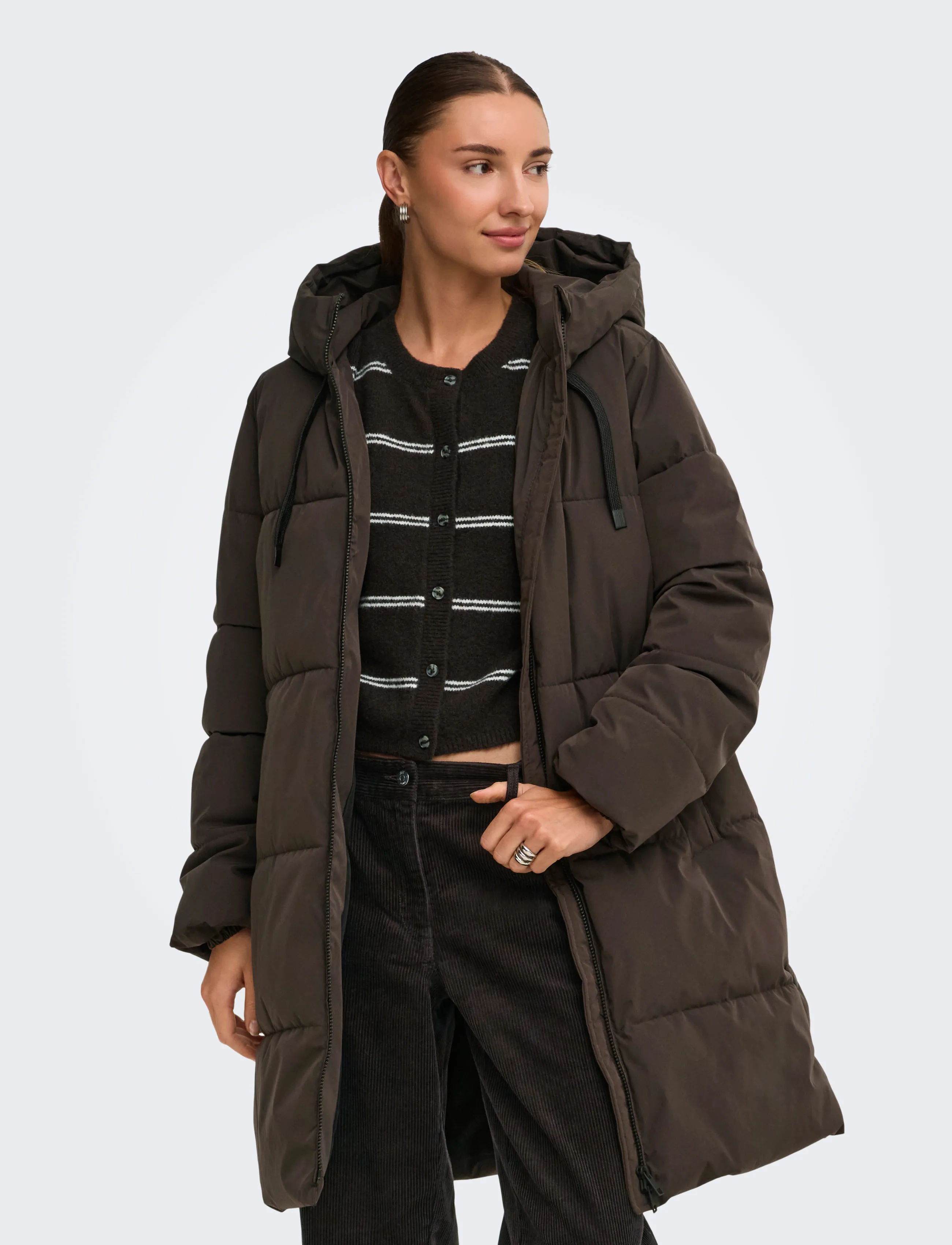 JDY JDYBLAIR LONG HOOD PUFFER OTW SIJ NOOS - Daunenmantel - CHOCOLATE TORTE / brown