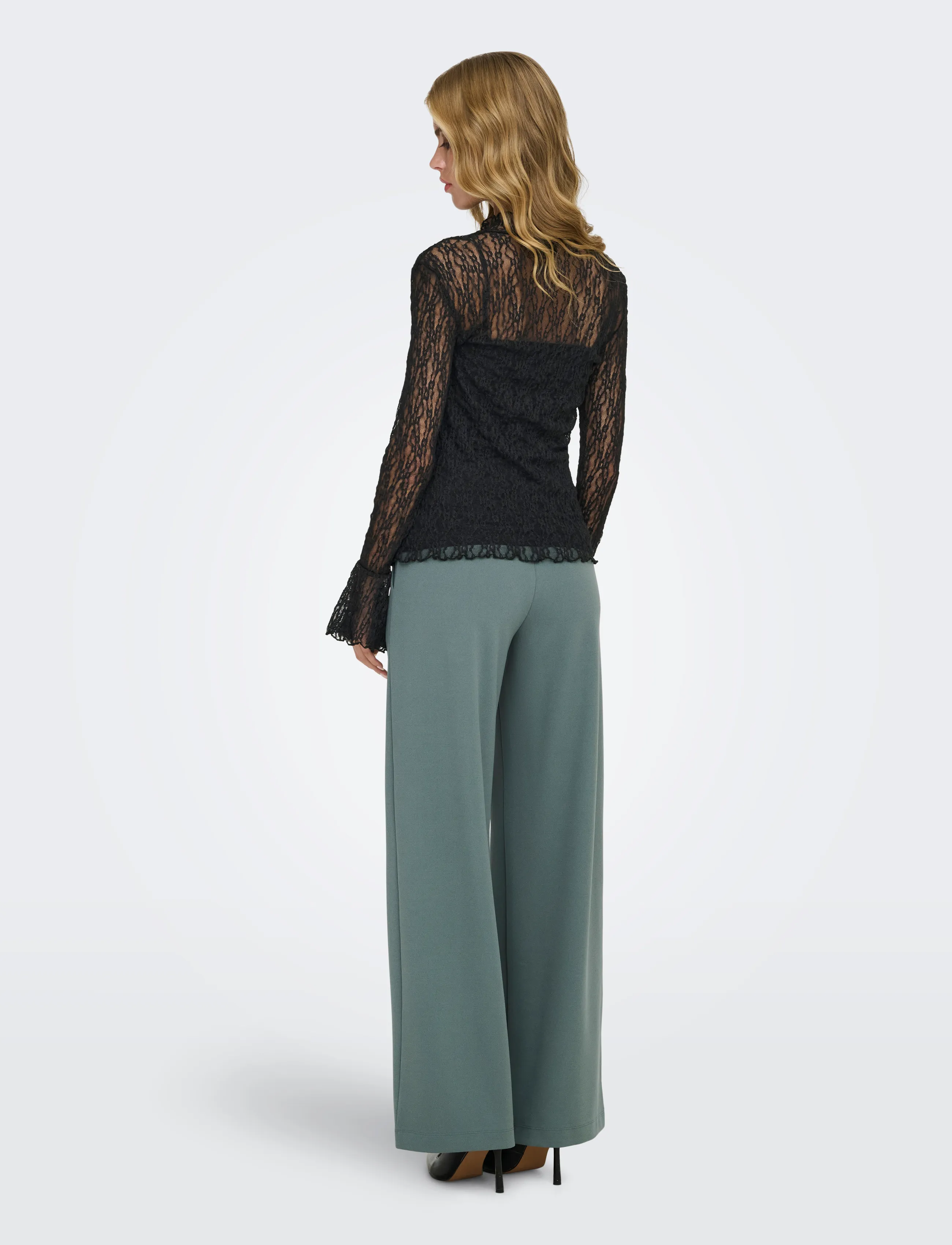 JDY - JDYLALA L/S HIGH NECK LACE TOP JRS - black - 3