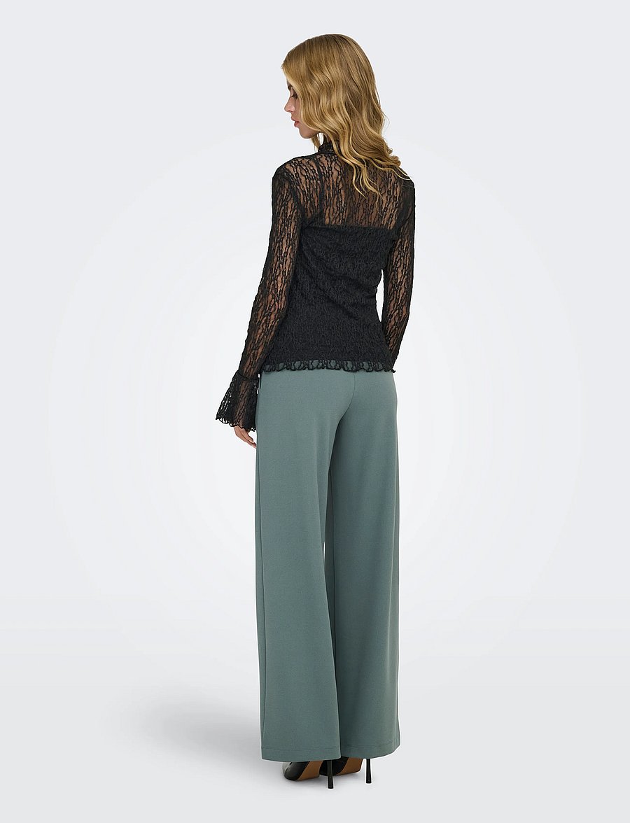 JDY - JDYLALA L/S HIGH NECK LACE TOP JRS - langärmelige blusen - black - 3
