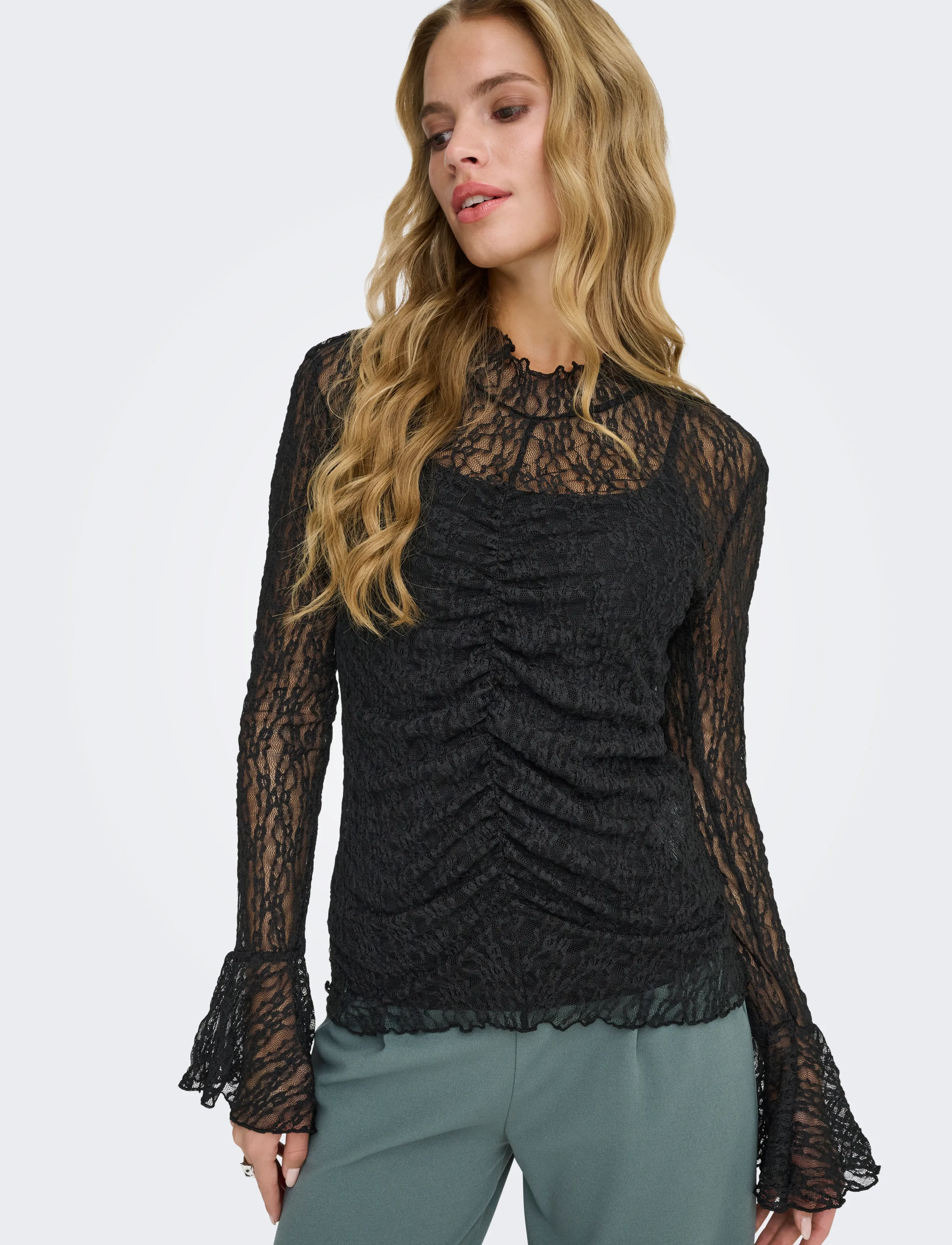 JDY Jdylala L/S High Neck Lace Top Jrs blusar dam – bild 6
