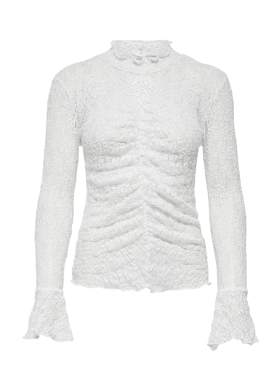 JDY - JDYLALA L/S HIGH NECK LACE TOP JRS - langærmede bluser - cloud dancer - 1
