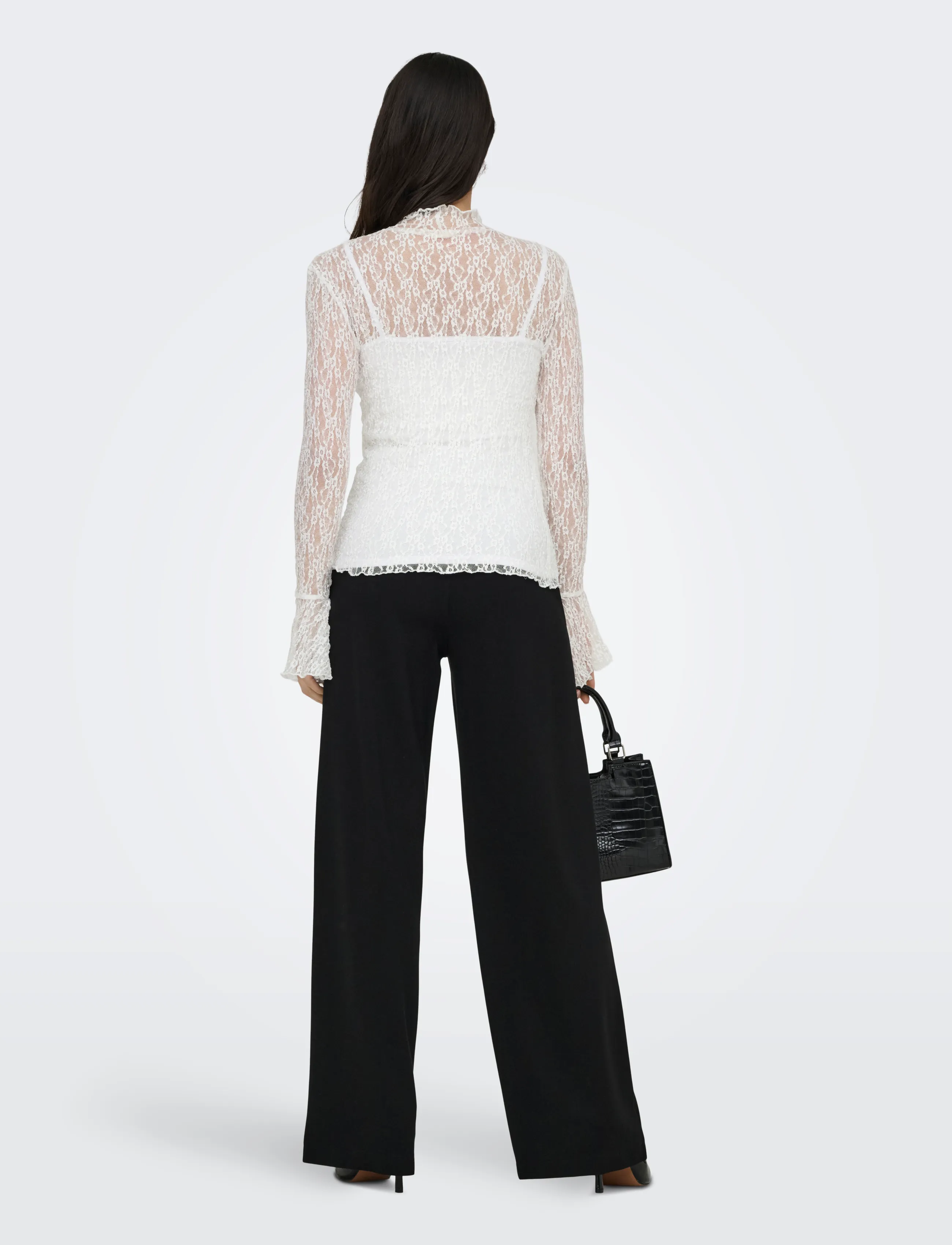 JDY - JDYLALA L/S HIGH NECK LACE TOP JRS - sügisesed riided - cloud dancer - 3