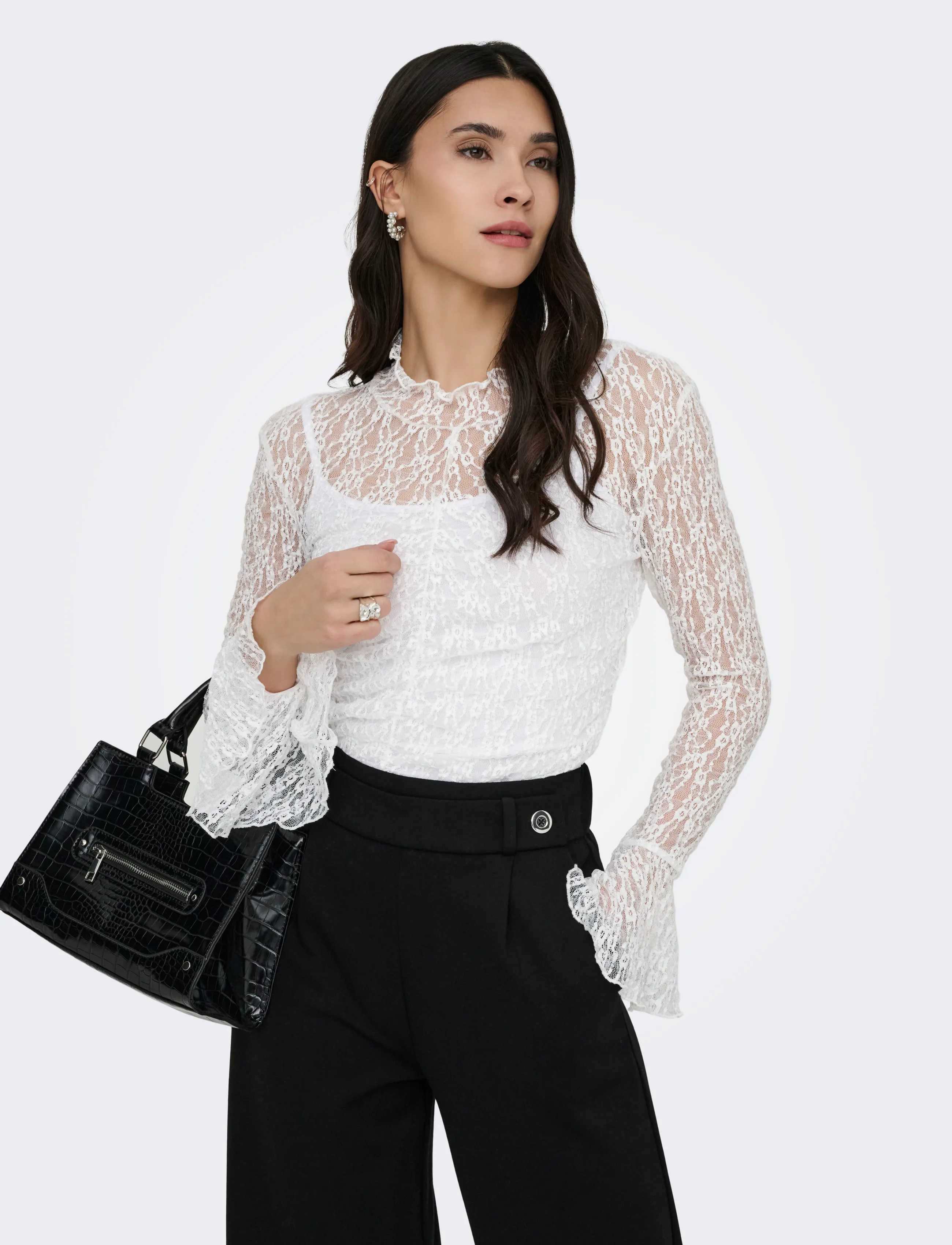 JDY Jdylala L/S High Neck Lace Top Jrs blusar dam – bild 6