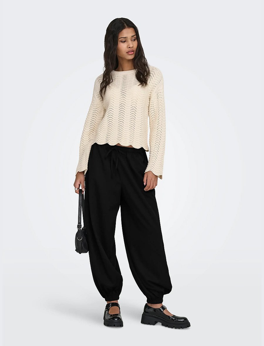 JDY - JDYPALOMA MW LOOSE PANT WVN NOOS - hosen mit geradem bein - black - 0