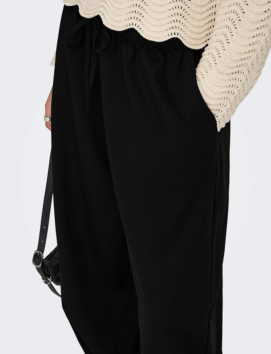 JDY - JDYPALOMA MW LOOSE PANT WVN NOOS - hosen mit geradem bein - black - 4