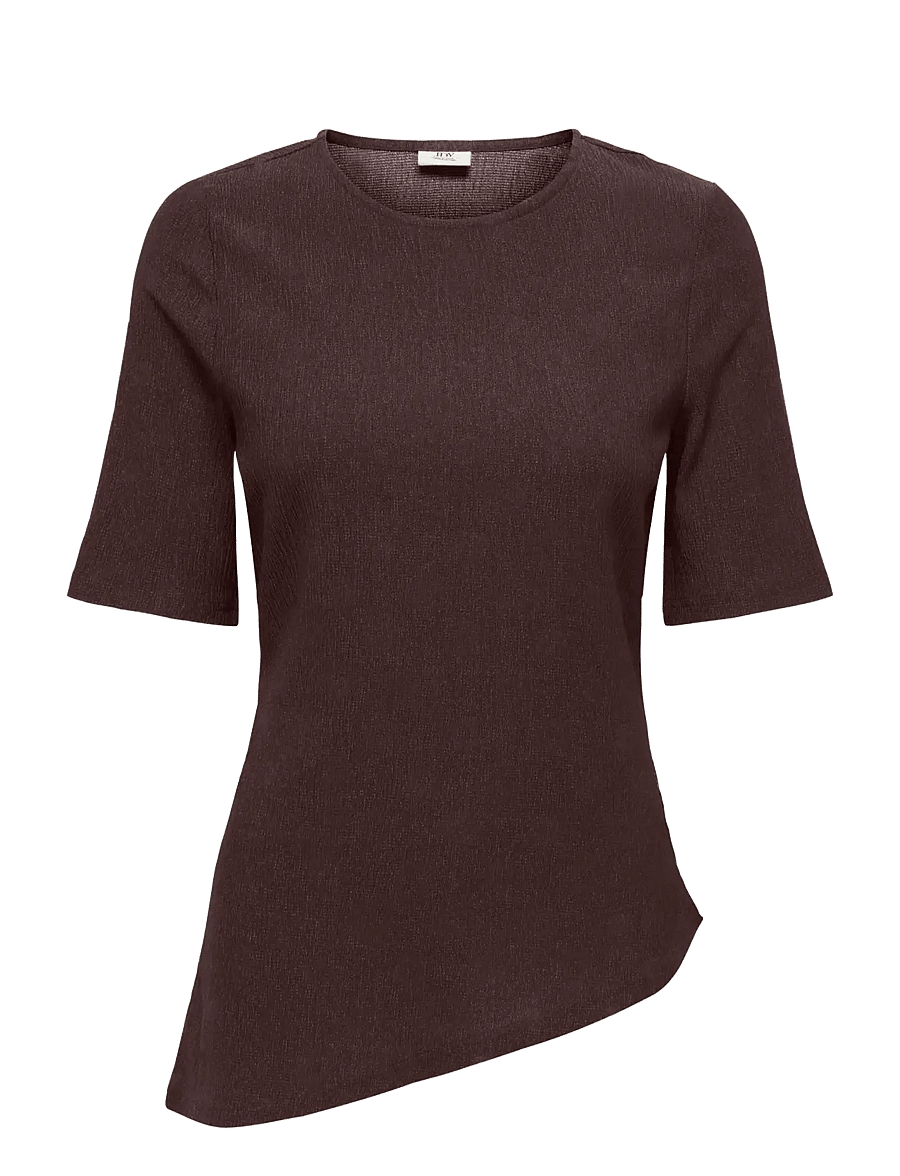 JDY - JDYDEBBIE S/S ASYMMETRICAL TOP JRS DIA - t-shirts - coffee bean - 1