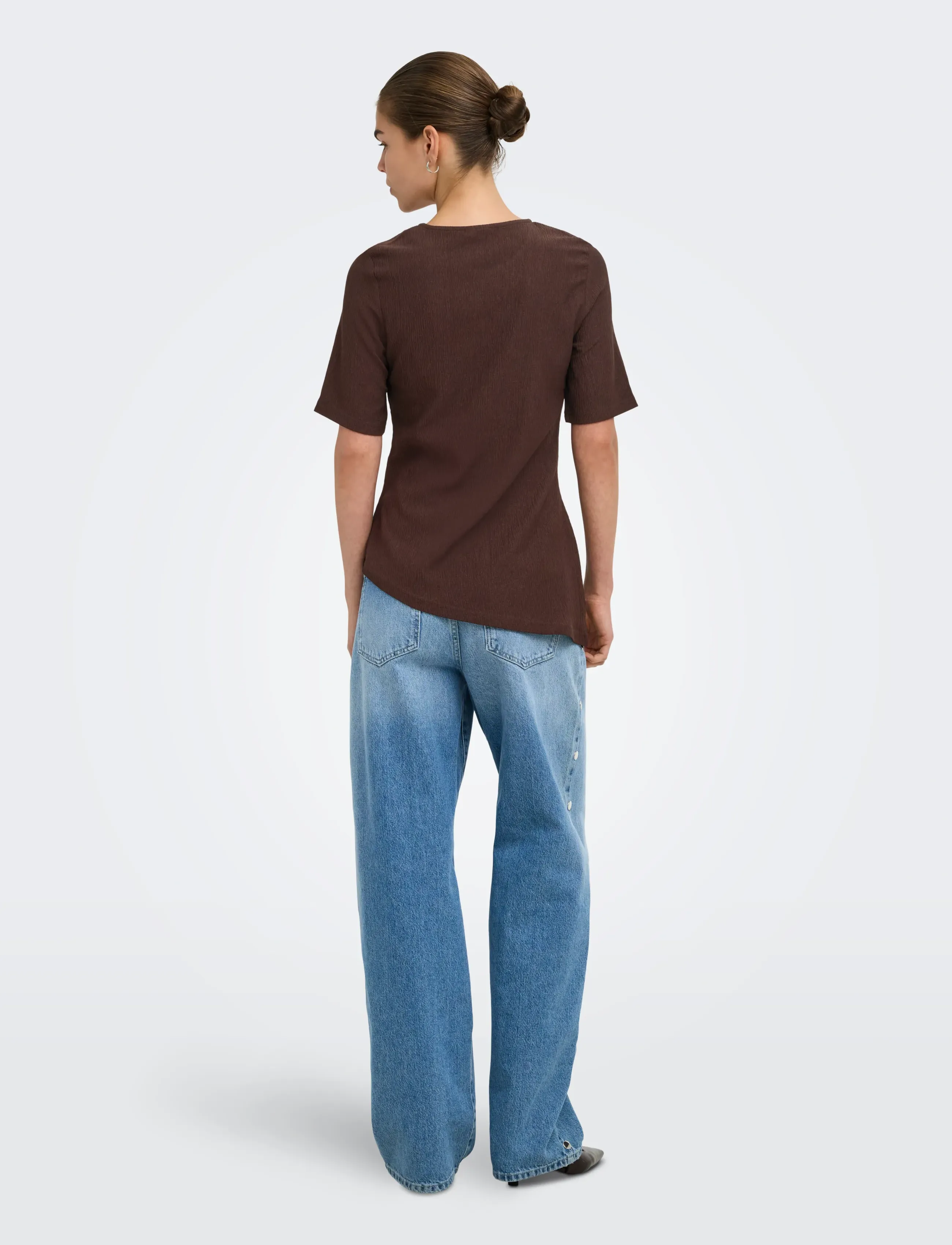 JDY - JDYDEBBIE S/S ASYMMETRICAL TOP JRS DIA - t-shirts - coffee bean - 3