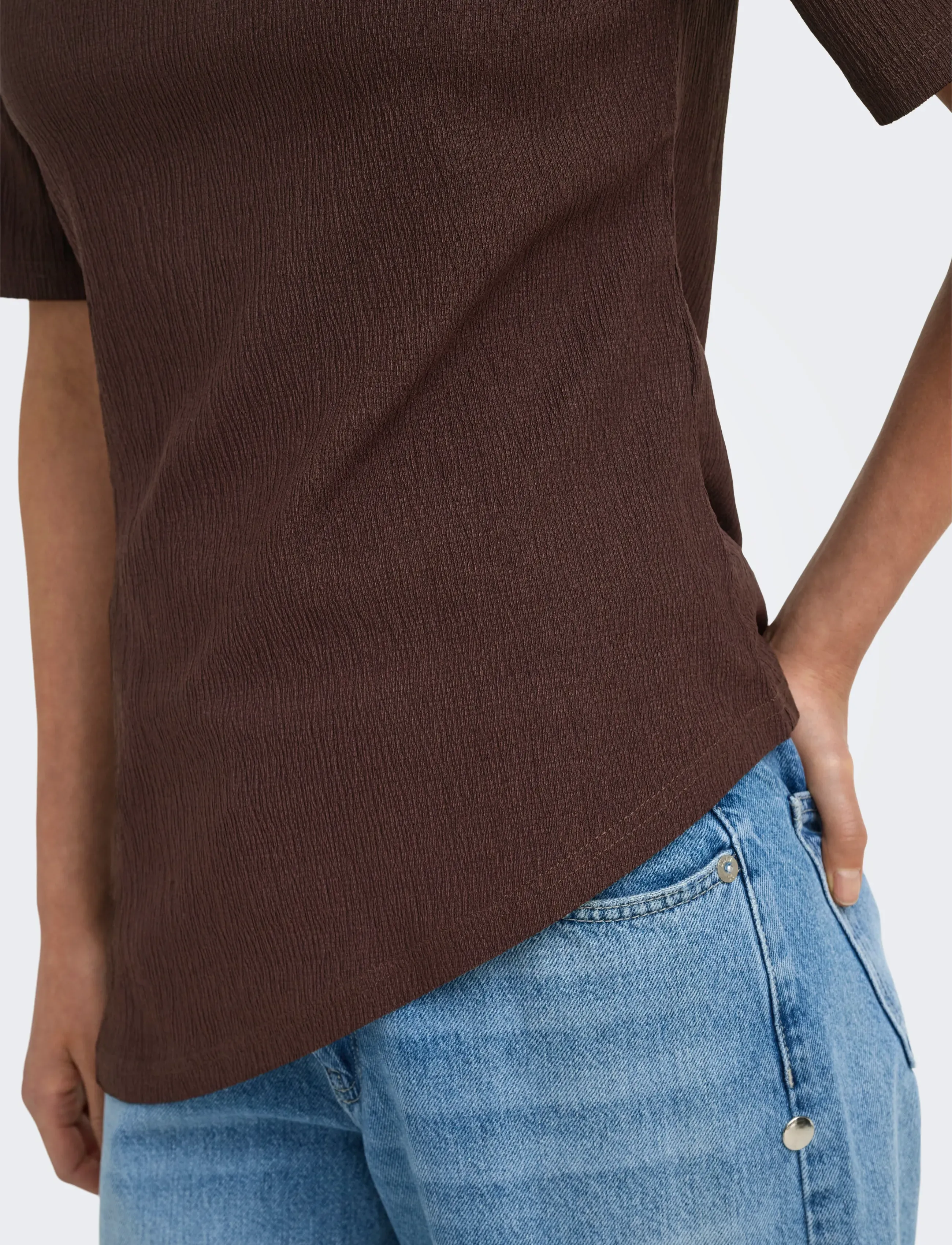 JDY - JDYDEBBIE S/S ASYMMETRICAL TOP JRS DIA - t-shirts - coffee bean - 5