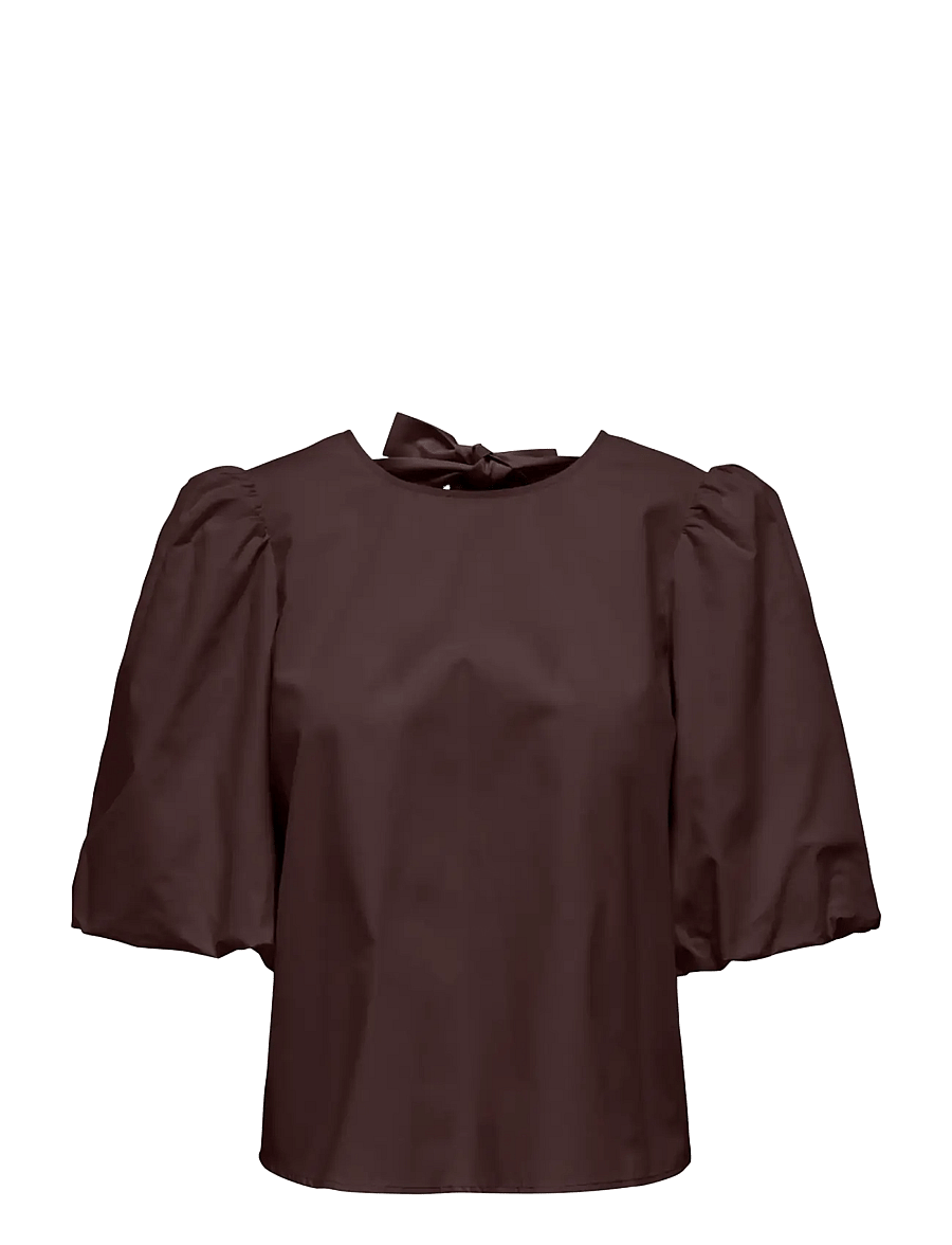 JDY - JDYMONILA 2/4 TENCEL BOW TOP WVN - t-paidat - coffee bean - 0