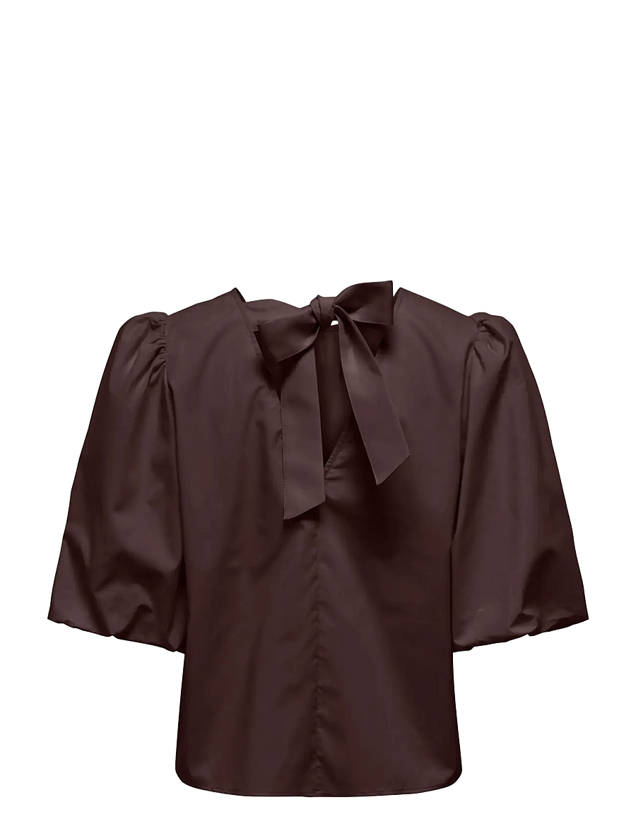 JDY - JDYMONILA 2/4 TENCEL BOW TOP WVN - t-paidat - coffee bean - 1